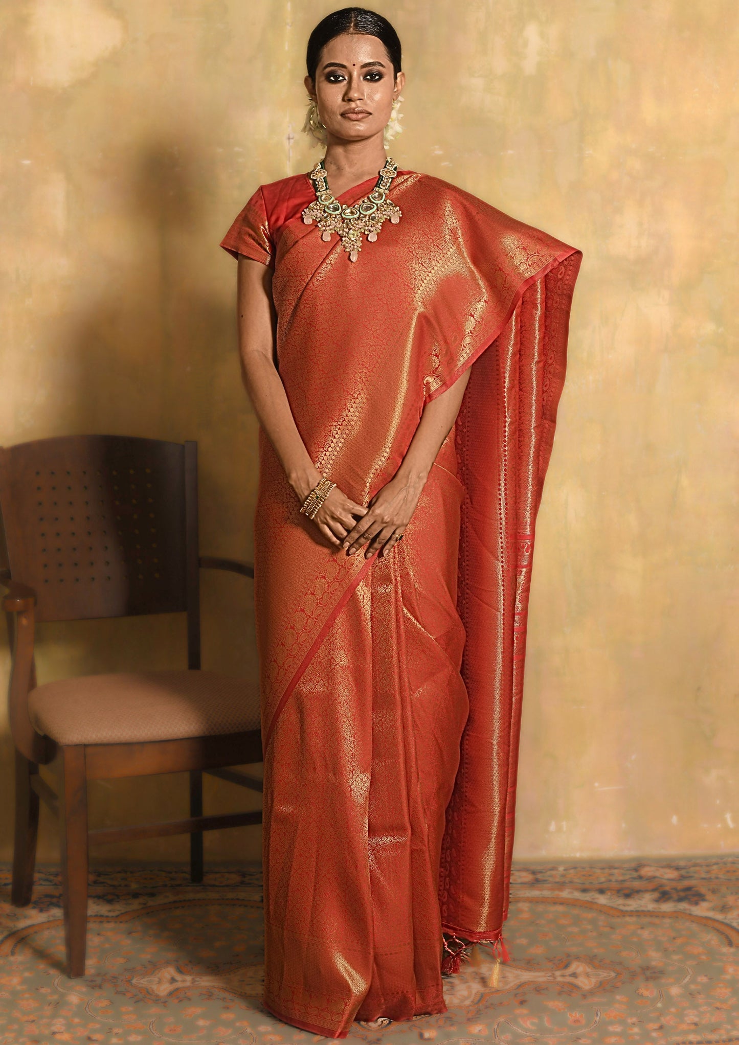 Red Regal Jaal Banarasi Silk Saree