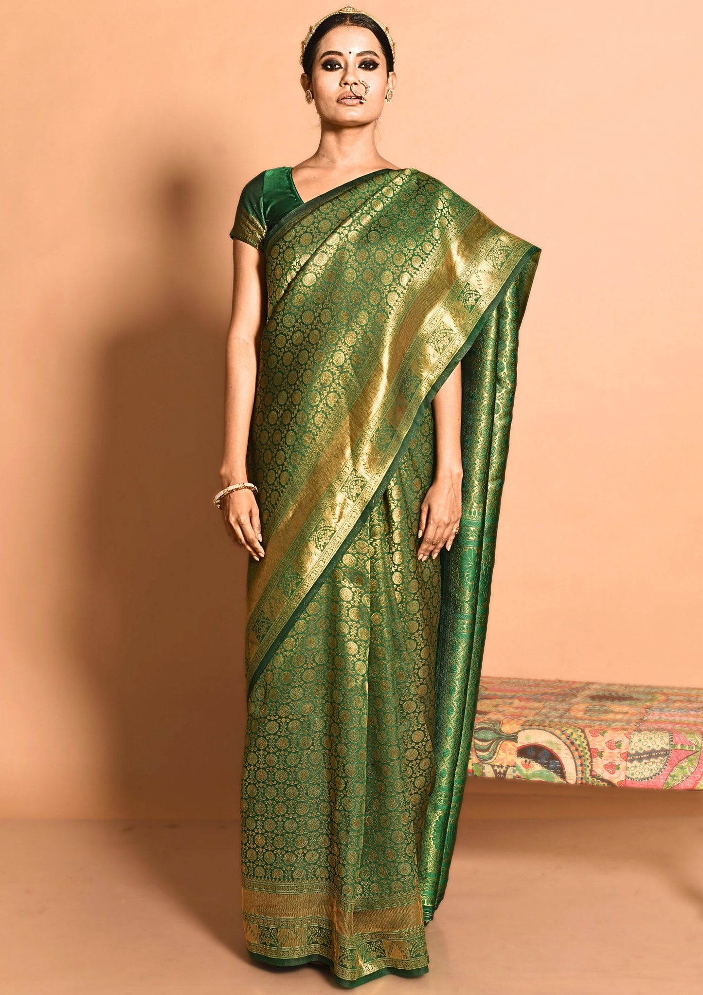 Emerald Banarasi Viscose Silk Saree