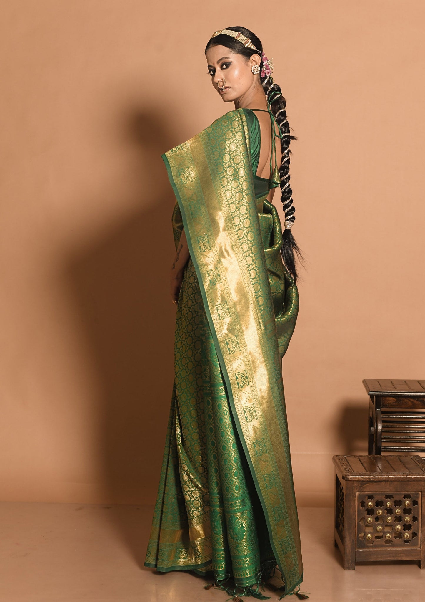 Emerald Banarasi Viscose Silk Saree