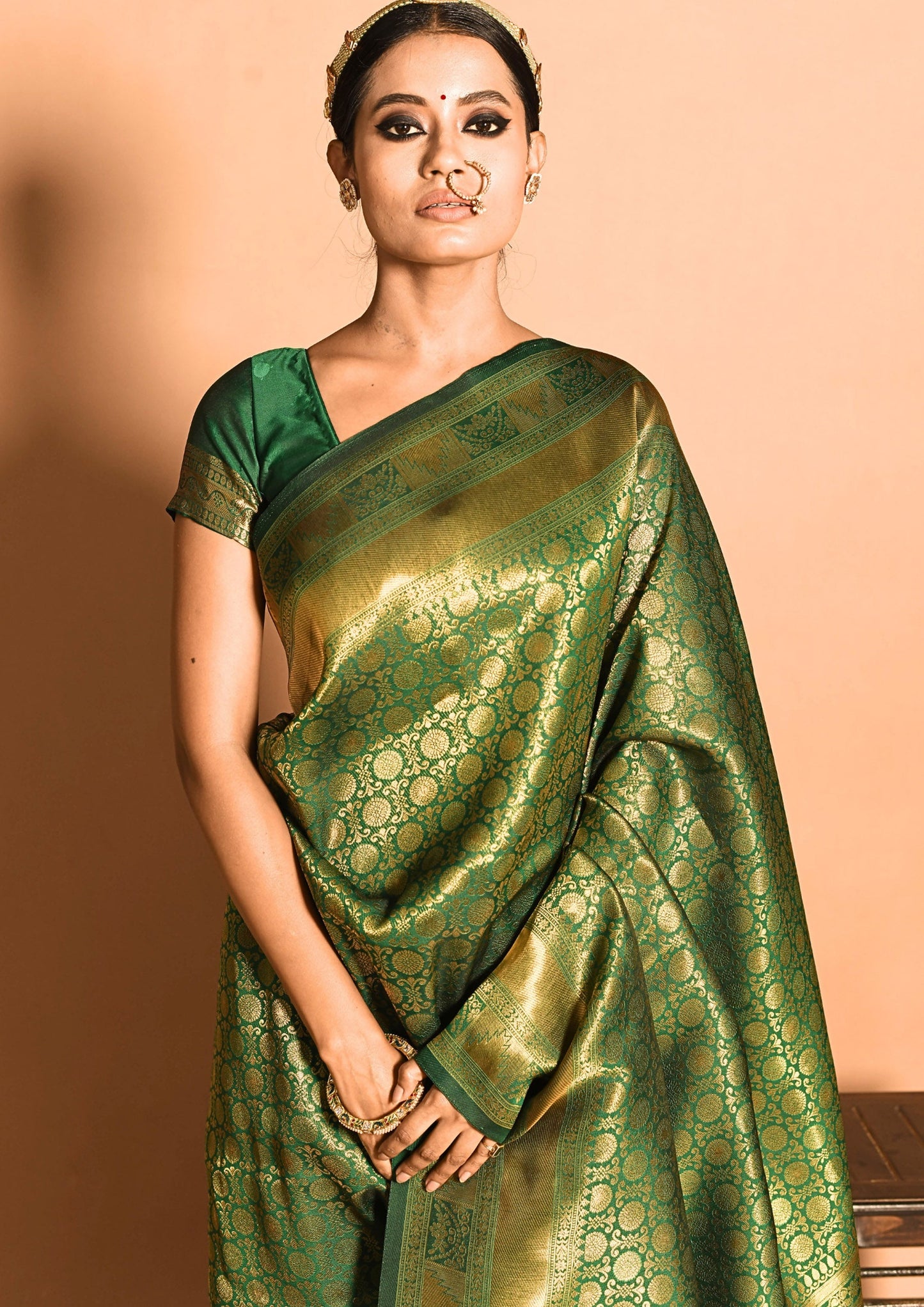 Emerald Banarasi Viscose Silk Saree