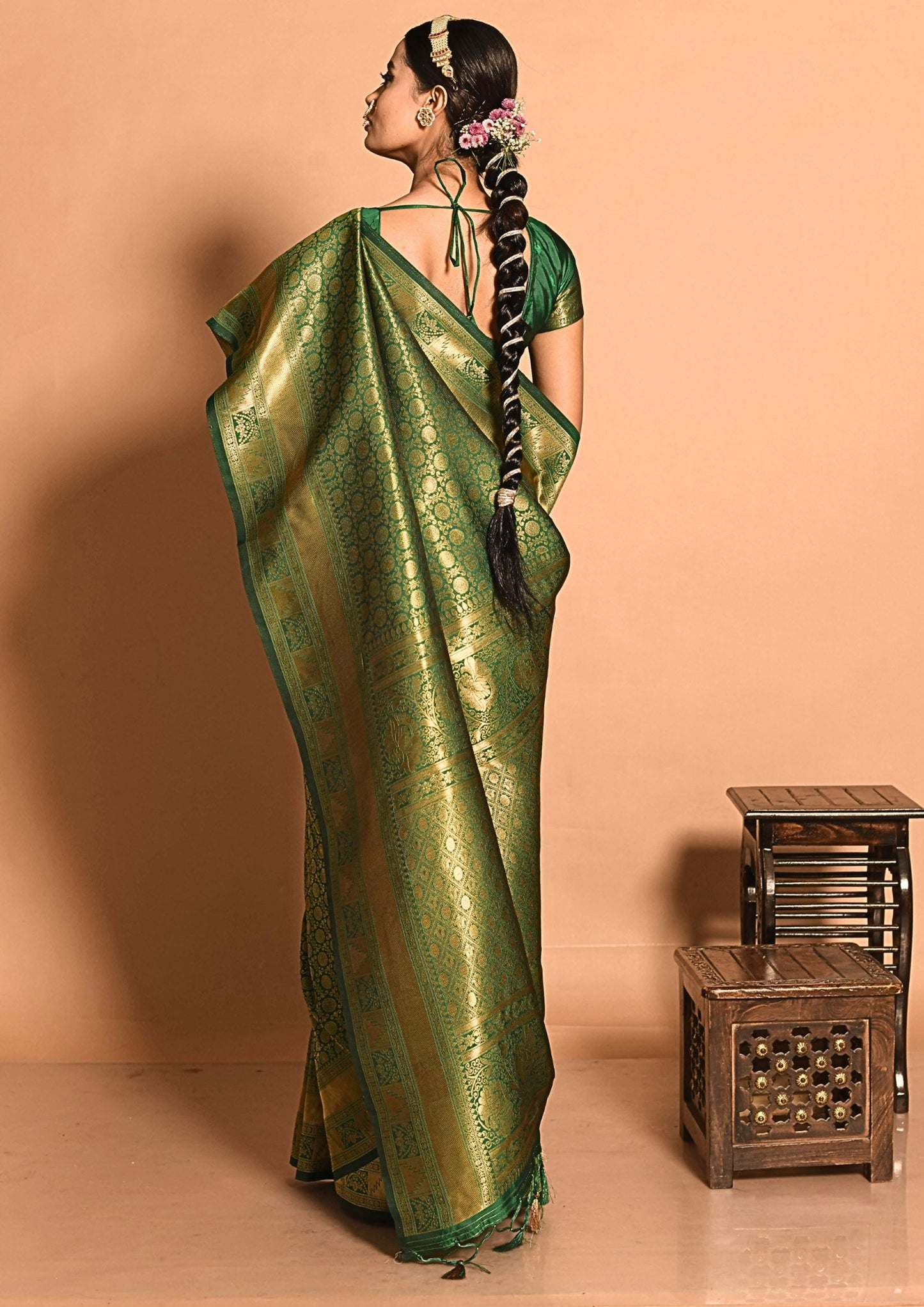 Emerald Banarasi Viscose Silk Saree