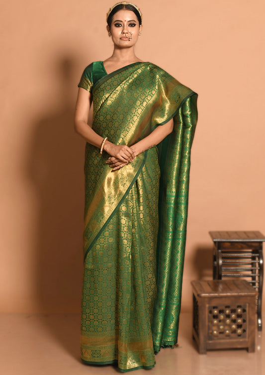 Emerald Banarasi Viscose Silk Saree