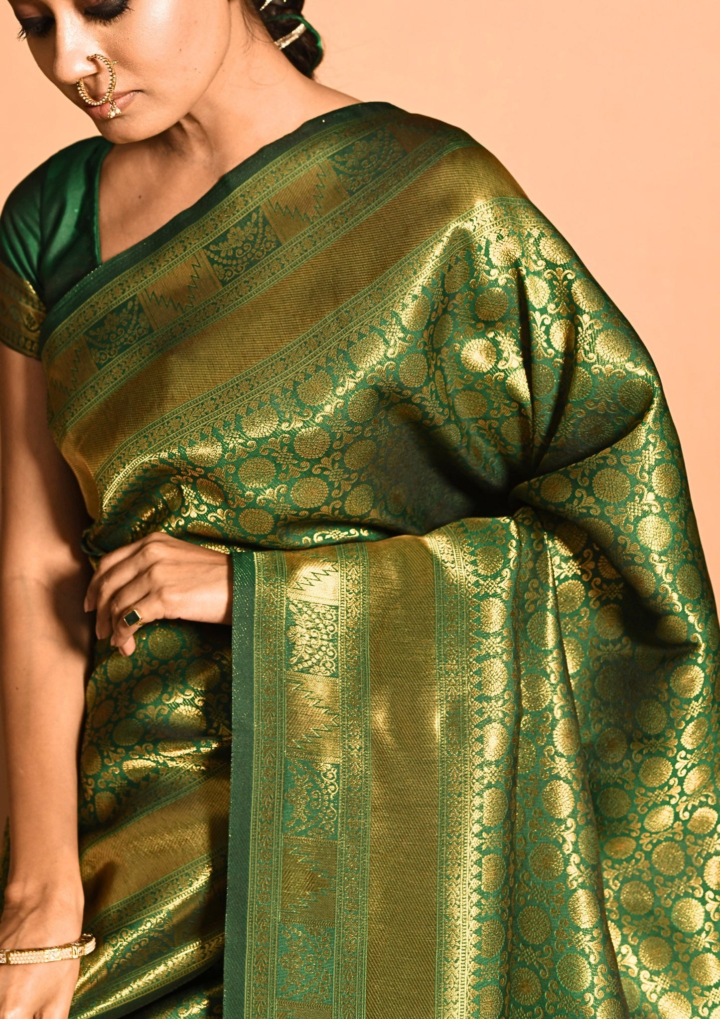 Emerald Banarasi Viscose Silk Saree