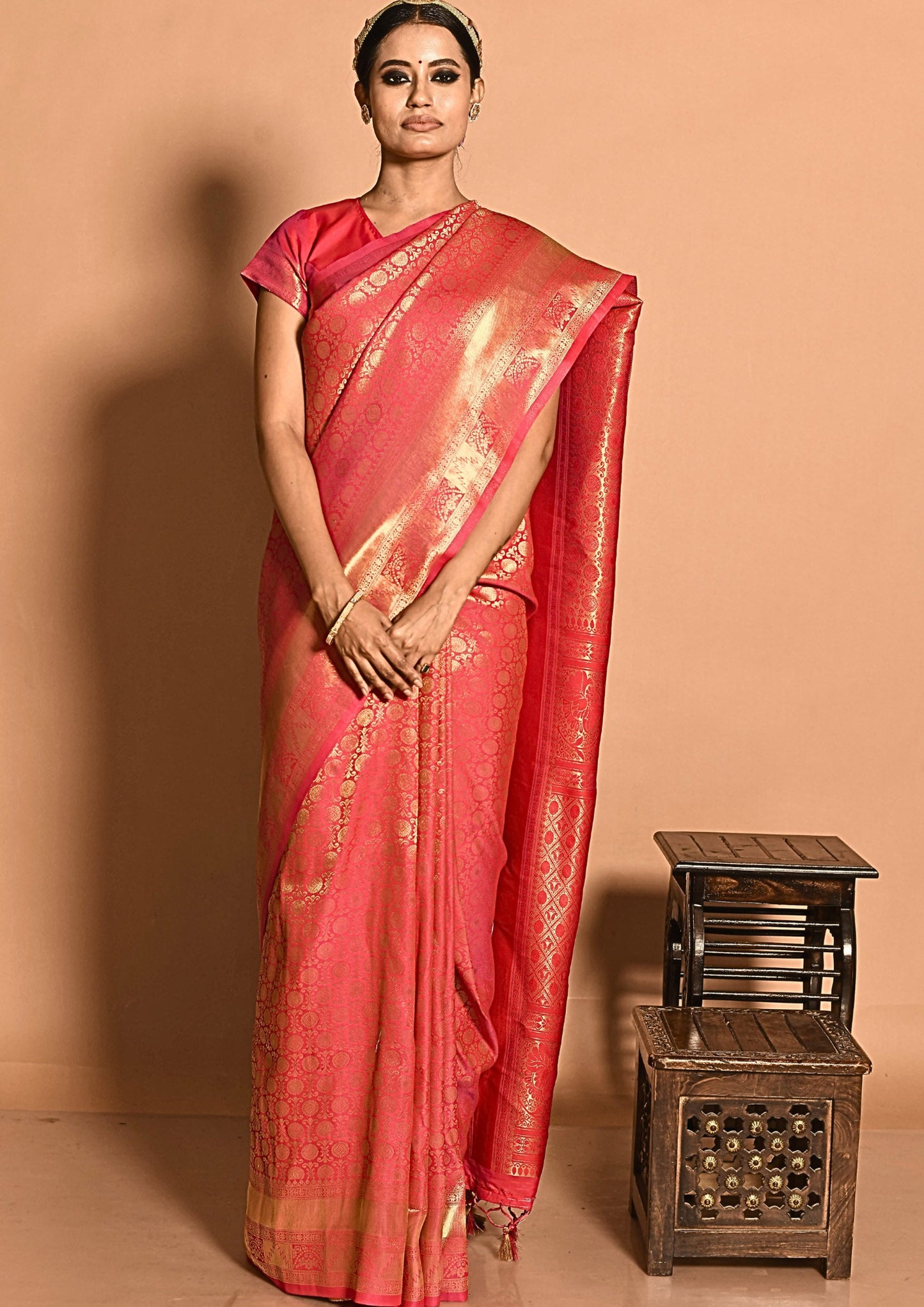 Chandni Pink Banarasi Saree