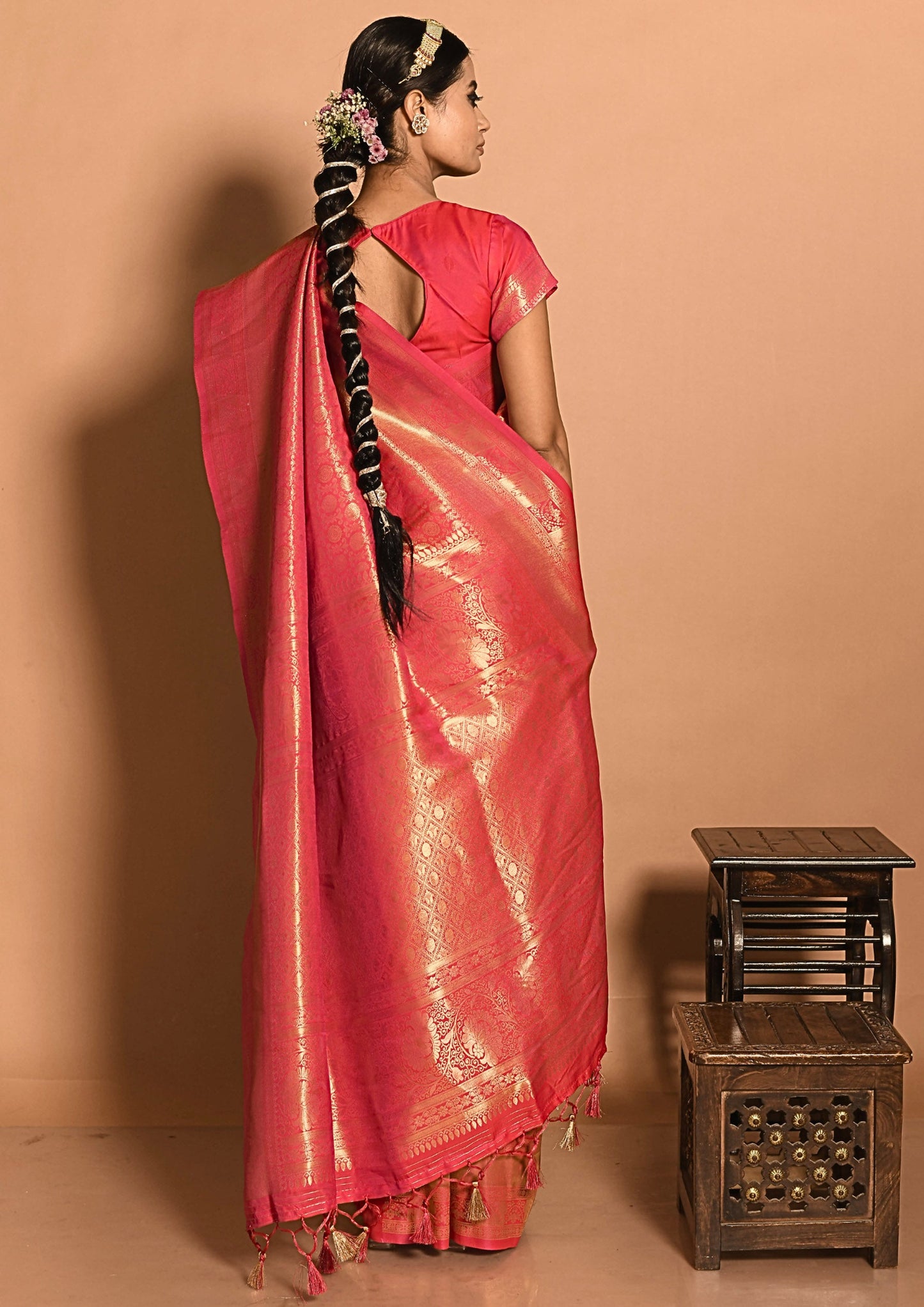 Chandni Pink Banarasi Saree