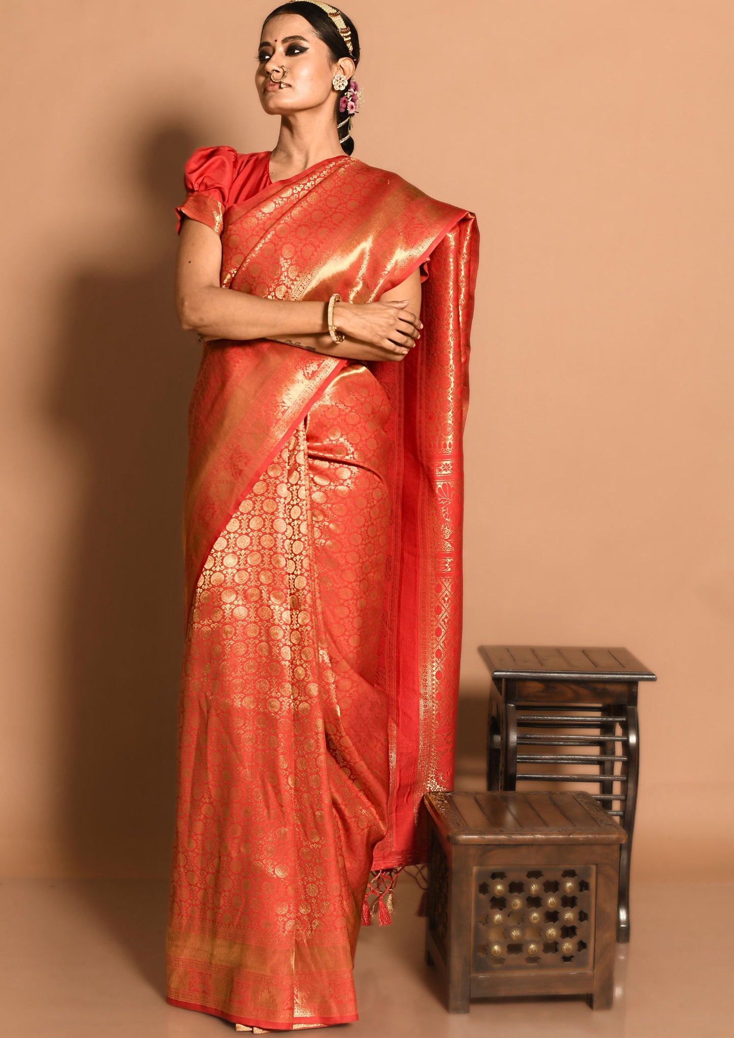 Crimson Banarasi Silk Saree