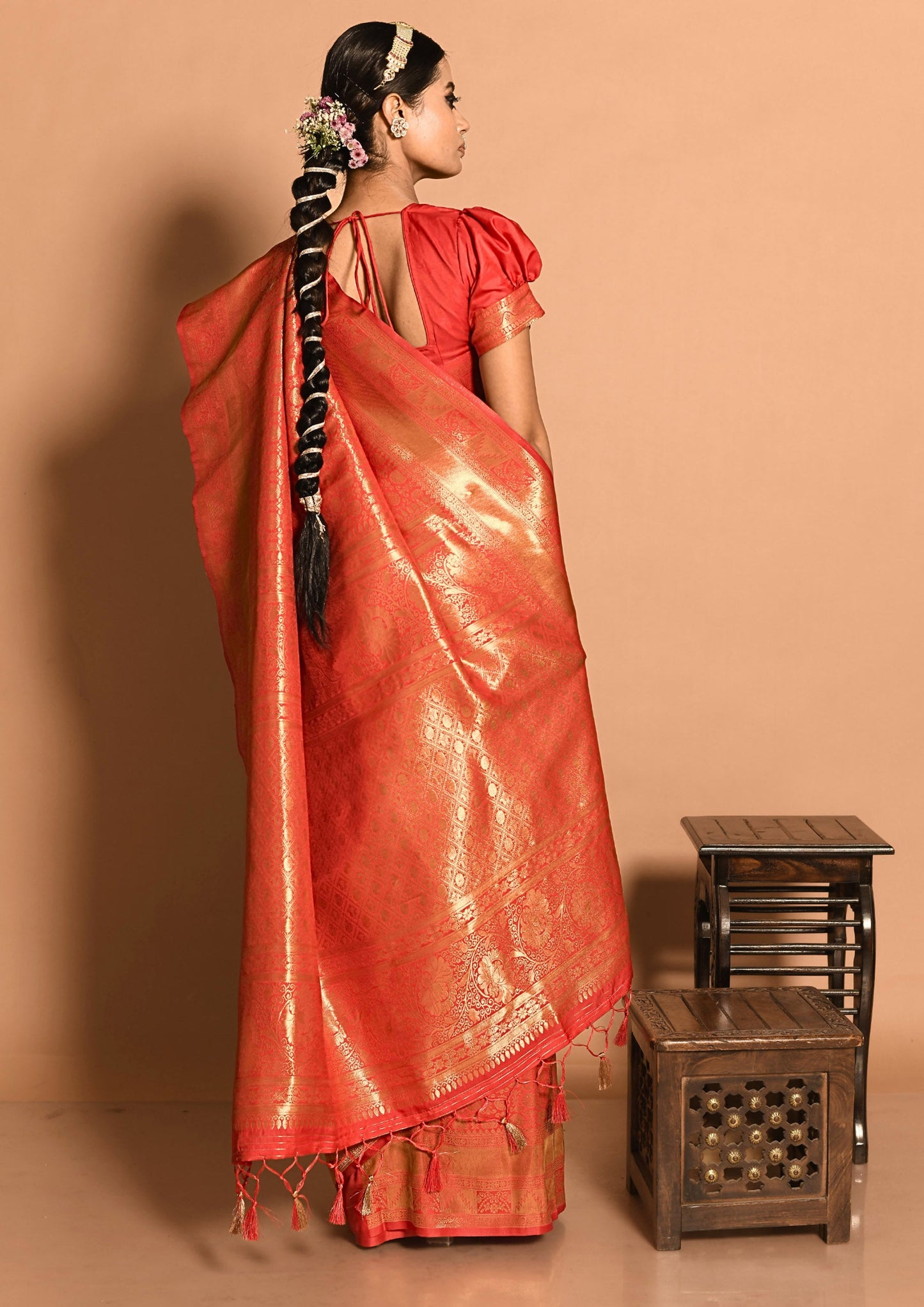 Crimson Banarasi Silk Saree