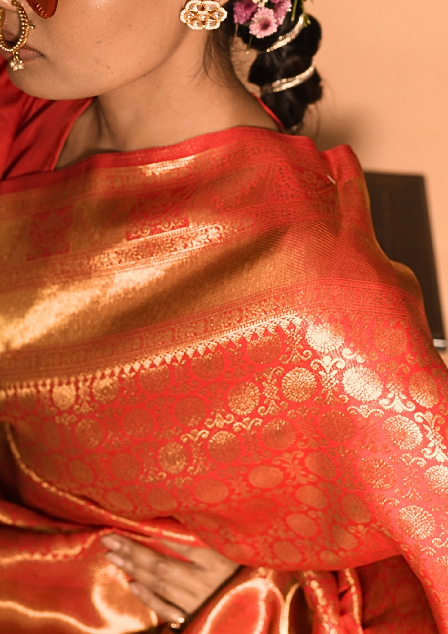 Crimson Banarasi Silk Saree