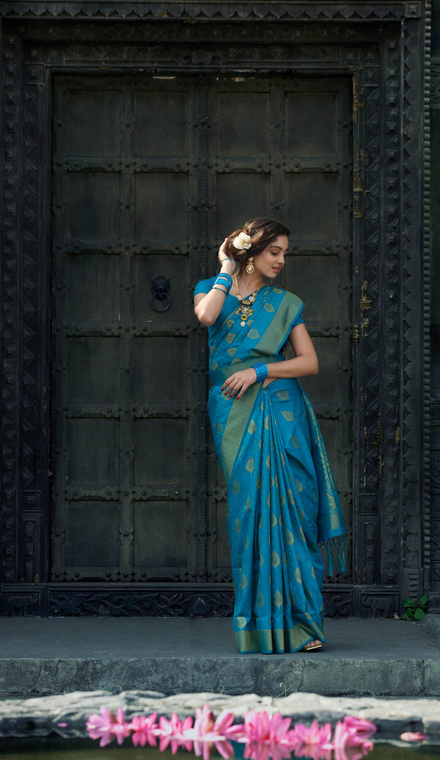 Rama Blue Banarasi Soft Silk ishkiya Saree