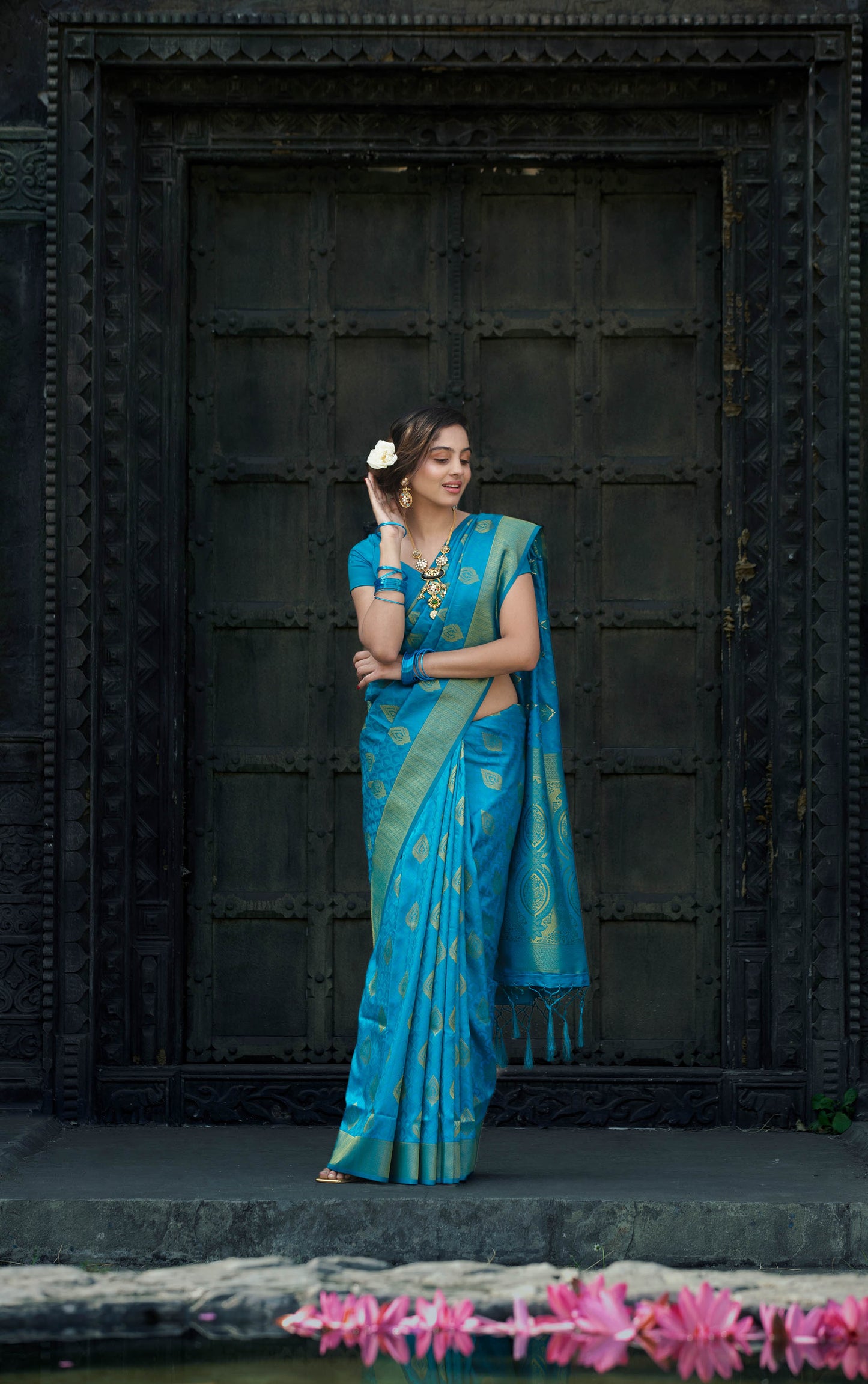 Rama Blue Banarasi Soft Silk ishkiya Saree