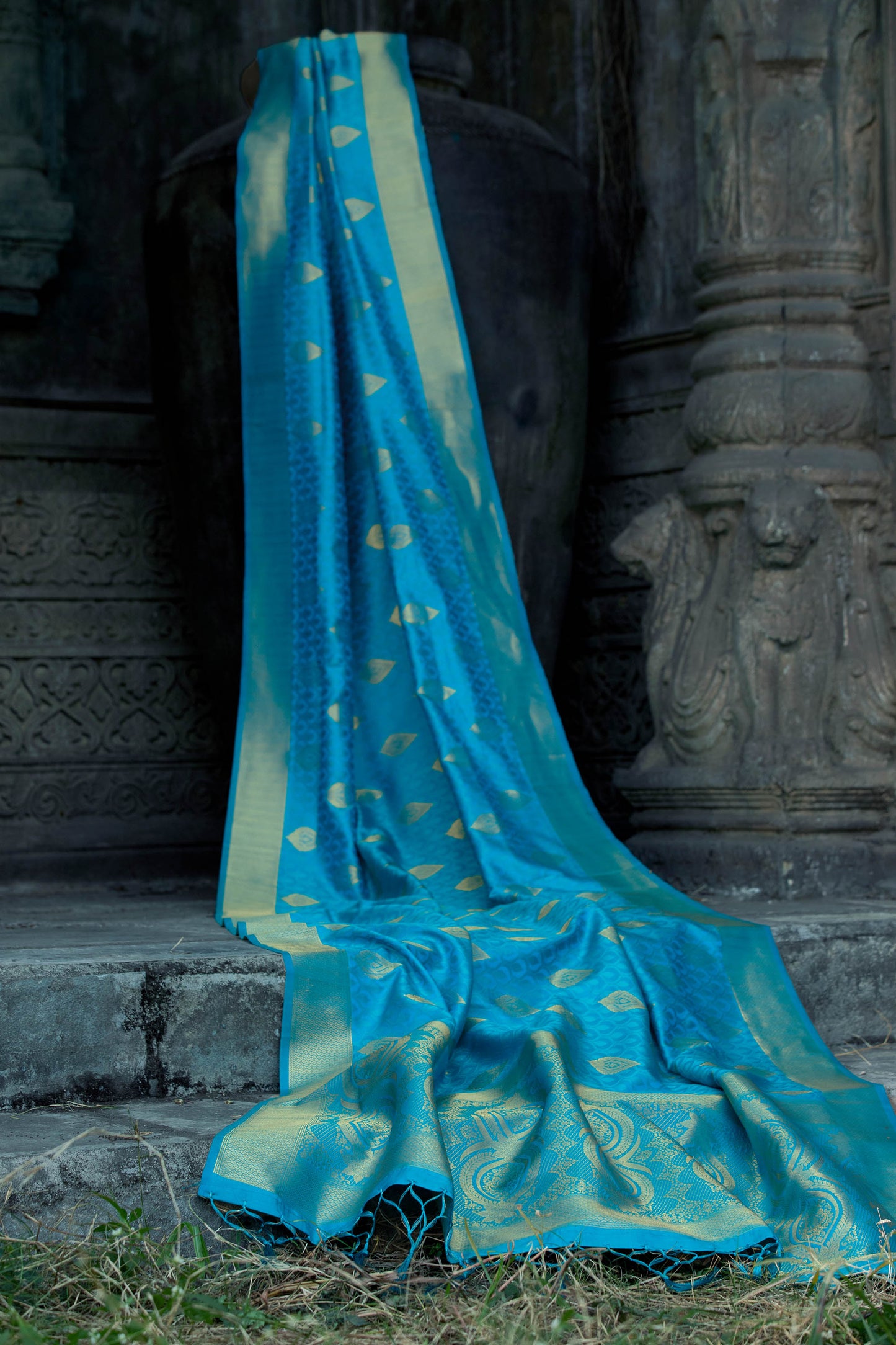 Rama Blue Banarasi Soft Silk ishkiya Saree