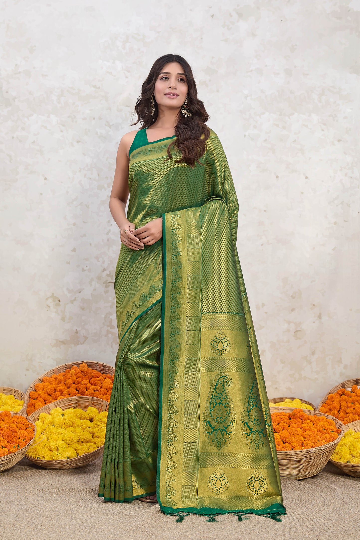 Green Ishkiya Zari Woven Banarasi Saree