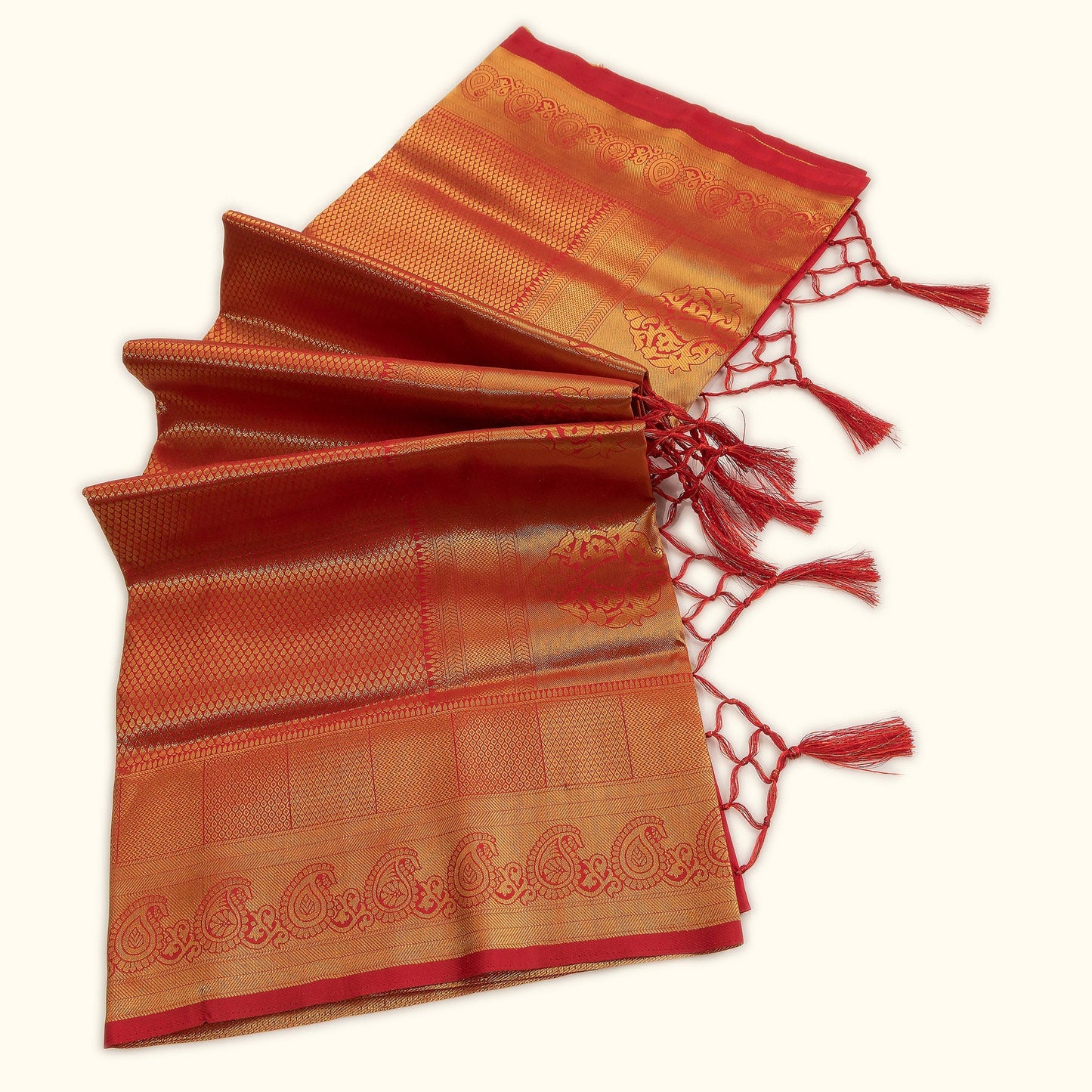 Ruby Radiance Red Zari Silk Saree