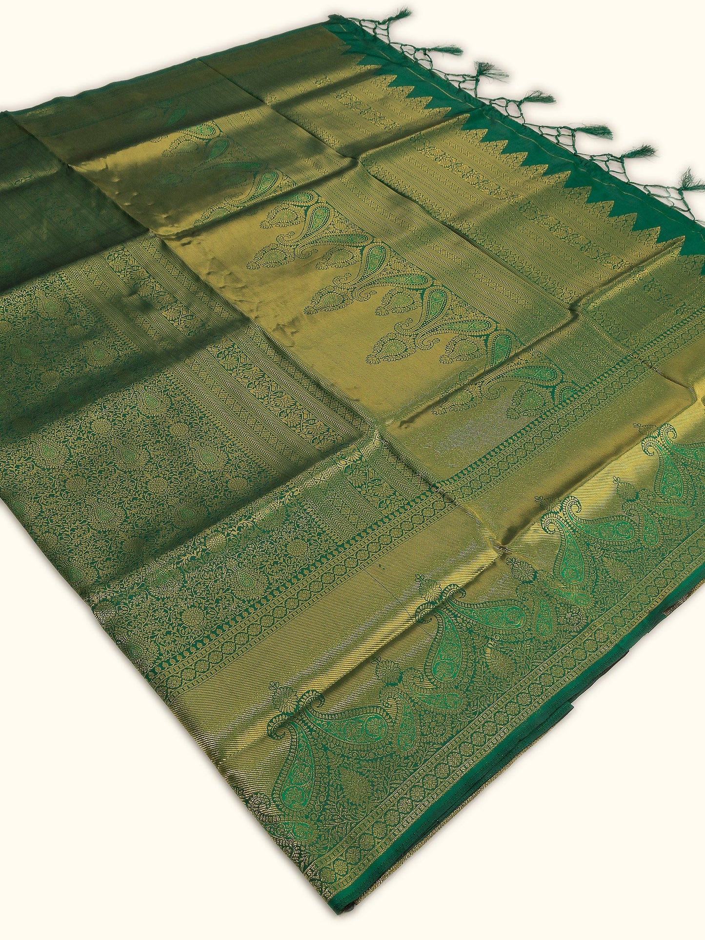 Verdant Elegance Green Banarasi Silk Saree