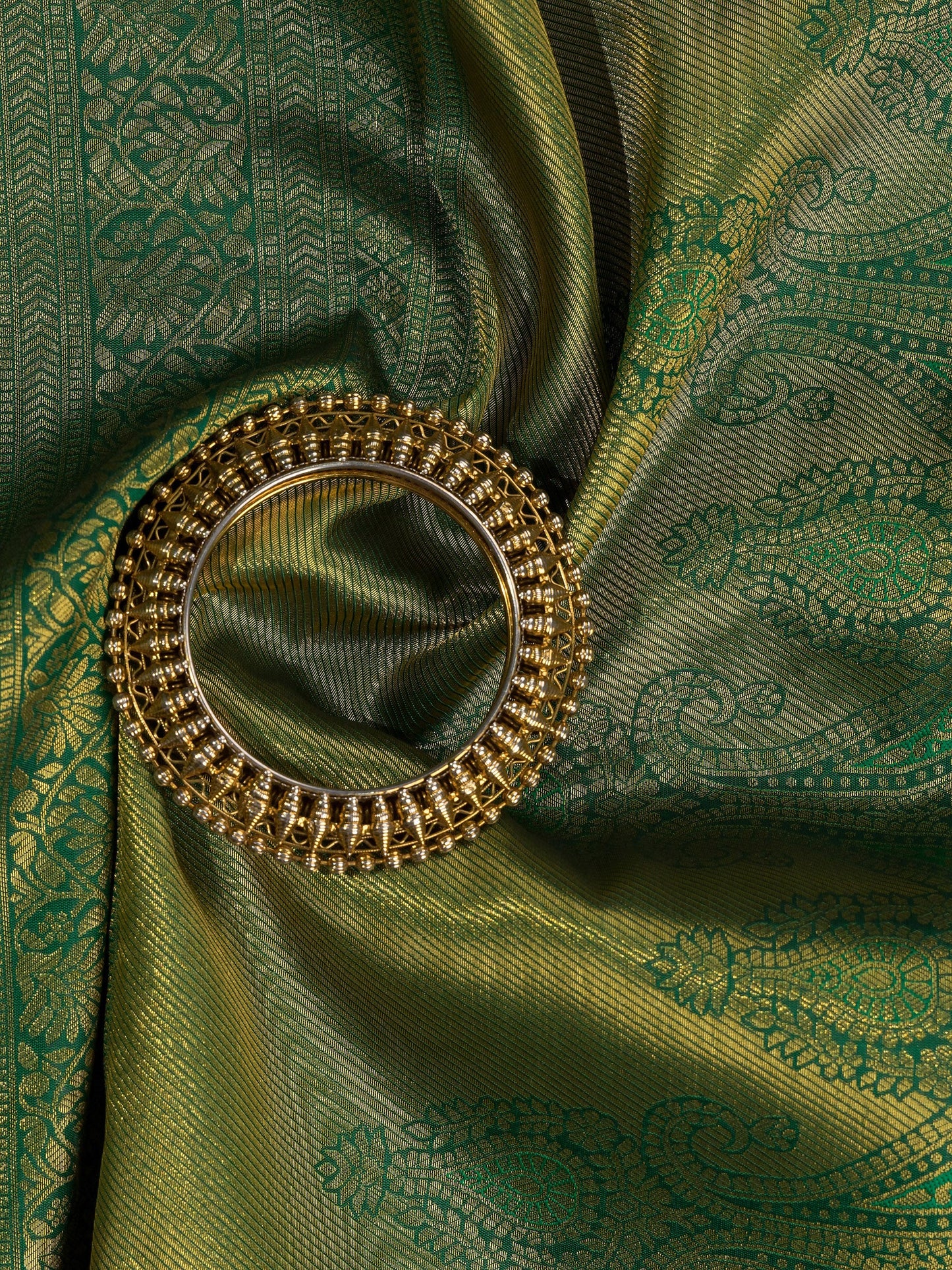 Verdant Elegance Green Banarasi Silk Saree