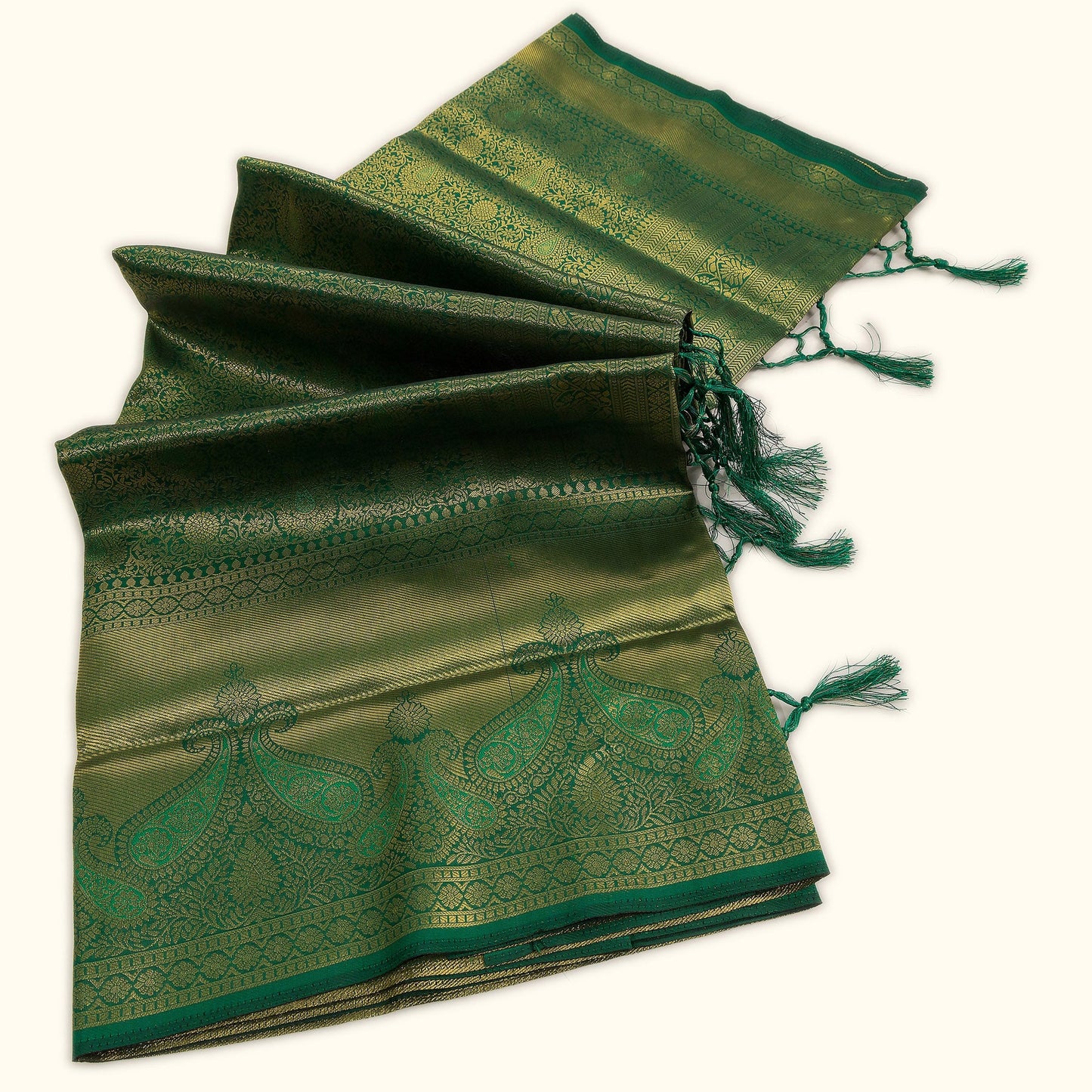 Verdant Elegance Green Banarasi Silk Saree