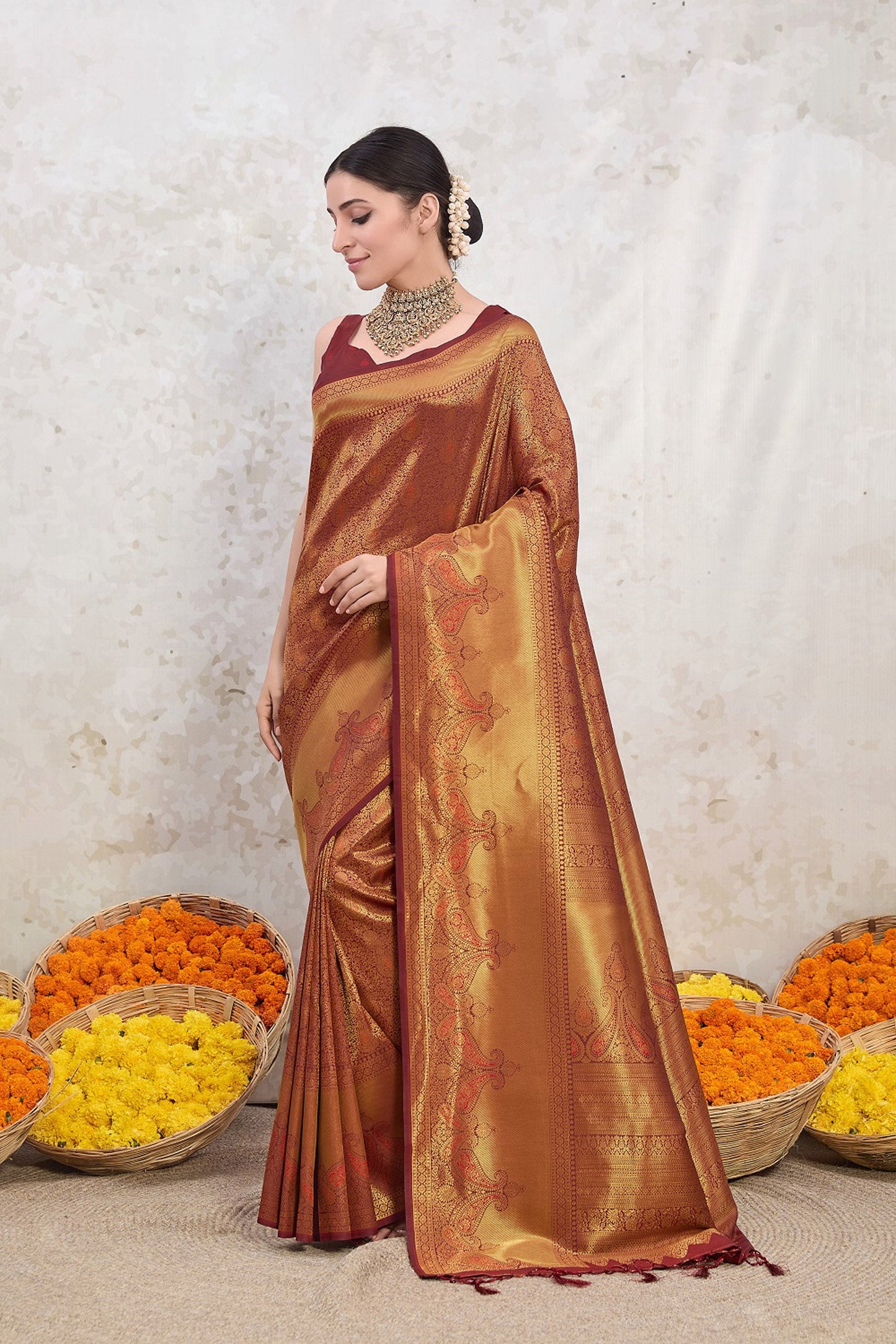 Regal Maroon Banarasi Silk Saree