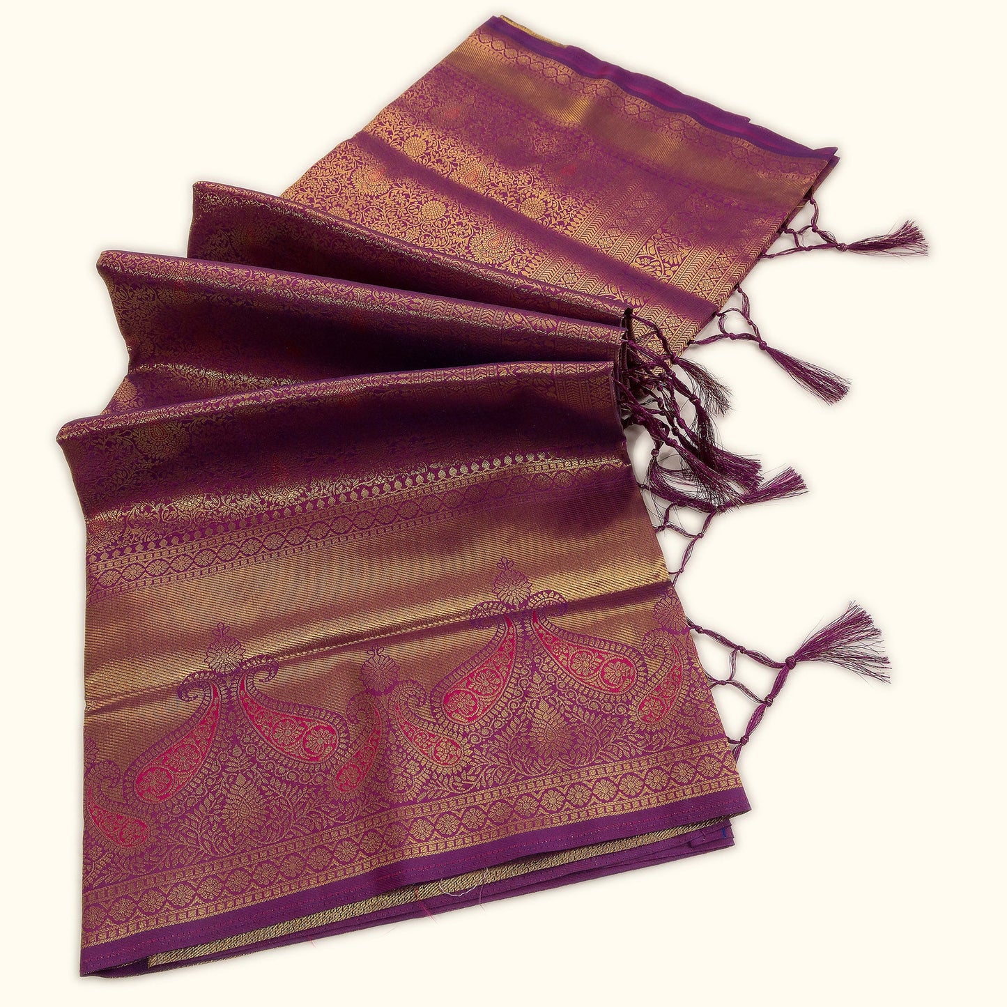 Purple Kairi Jaal Banarasi Saree