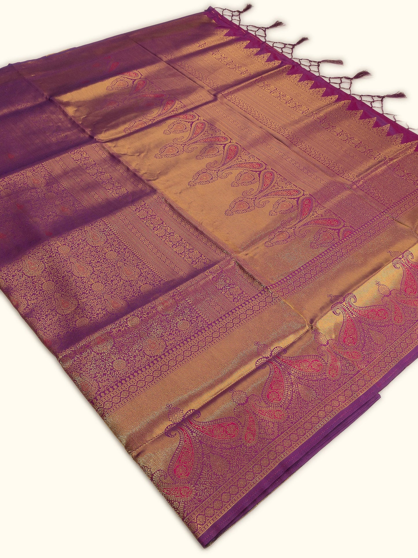 Purple Kairi Jaal Banarasi Saree