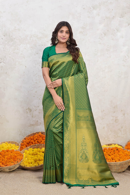 Green Viscose Silk Ishkiya Zari Woven Banarasi Saree