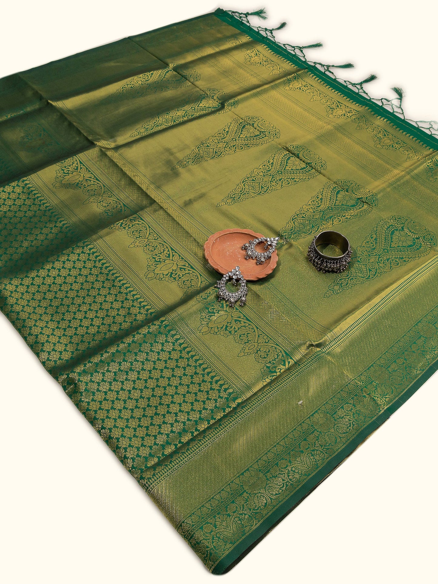 Green Butti Work Banarasi Saree