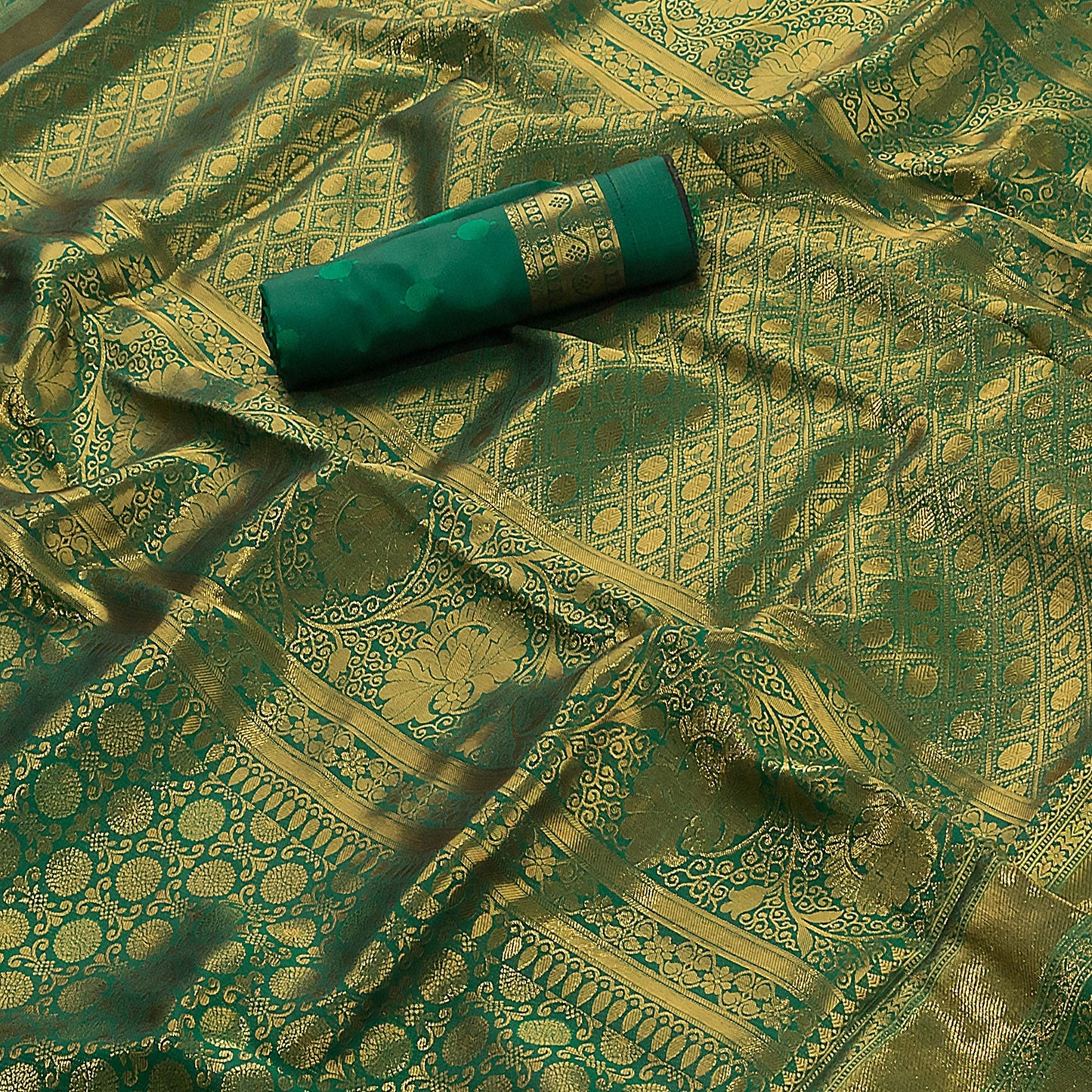 Emerald Banarasi Viscose Silk Saree