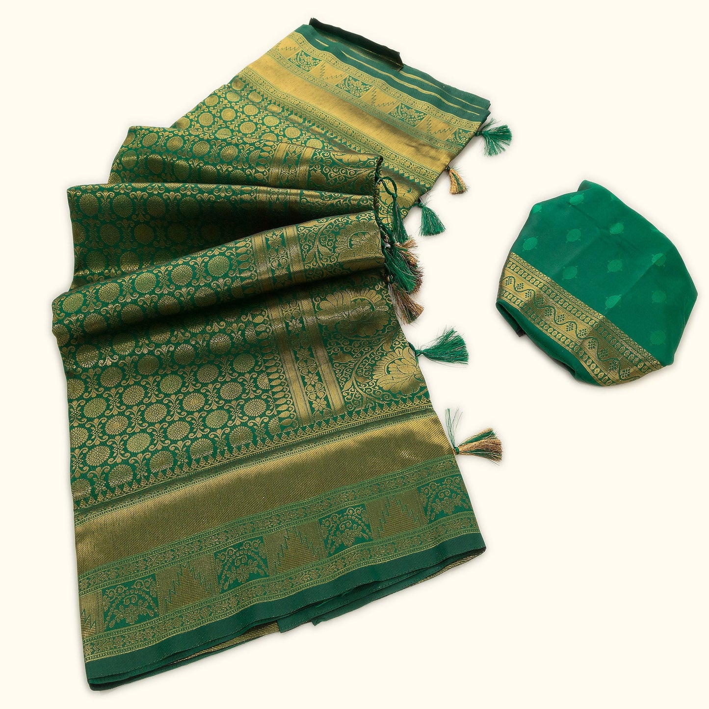 Emerald Banarasi Viscose Silk Saree