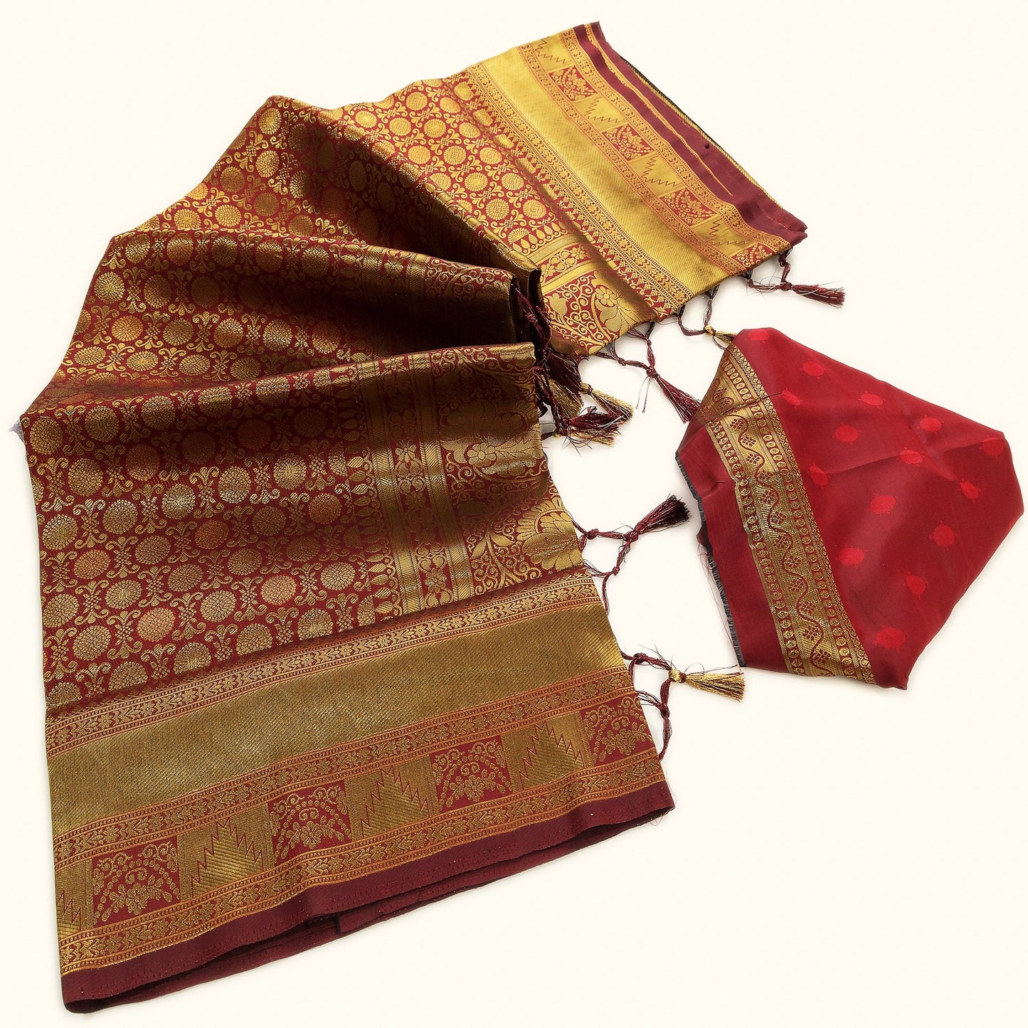 Maroon Viscose Silk Zari Saree