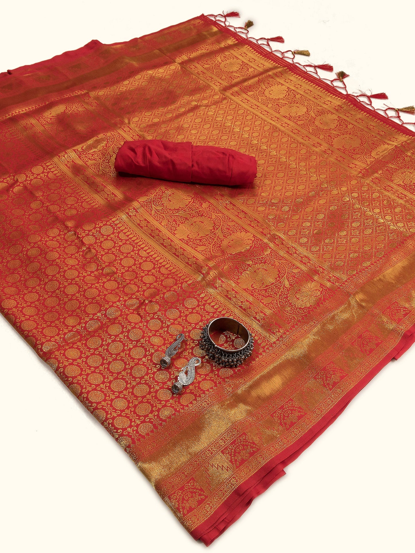 Crimson Banarasi Silk Saree