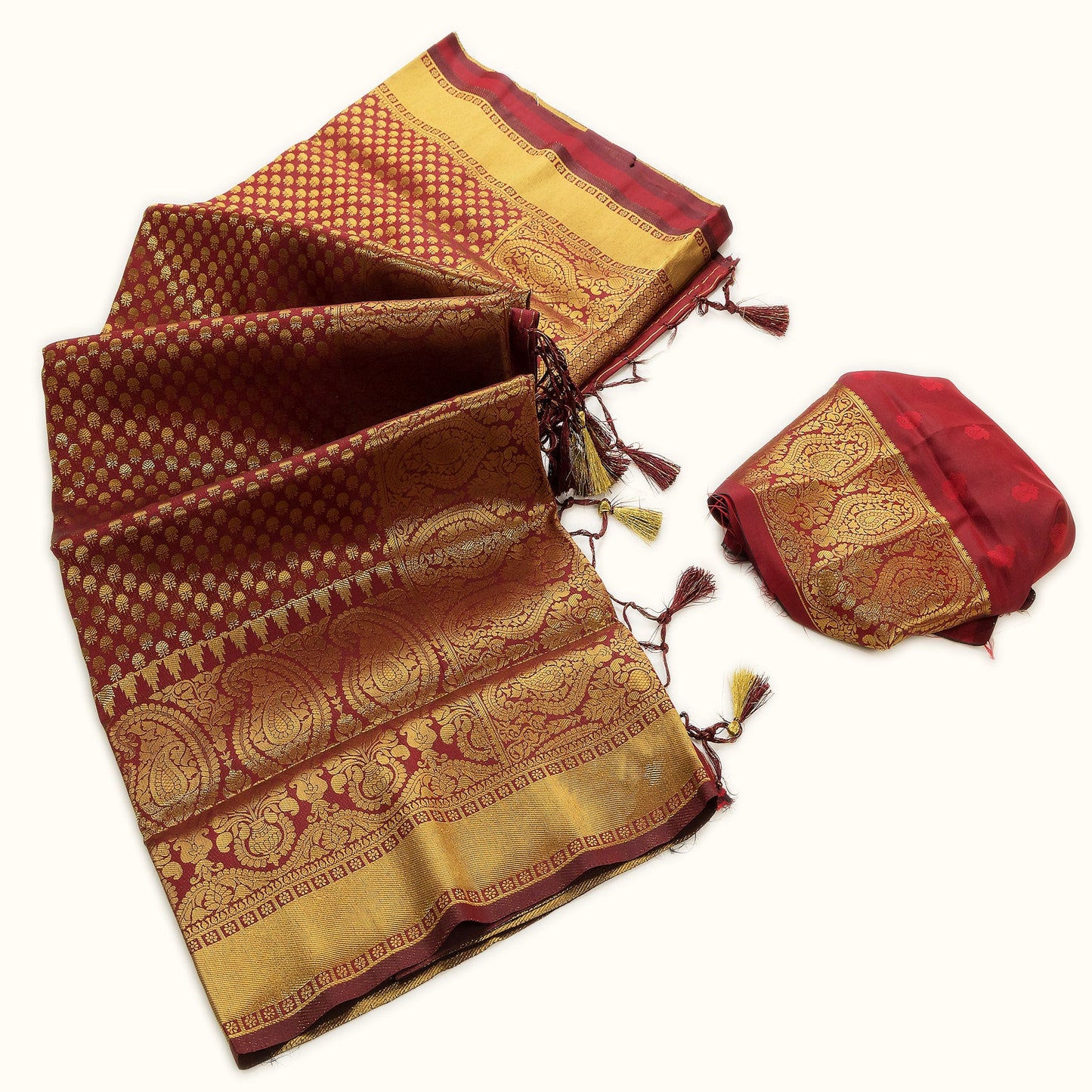 Gulnaar Maroon Zari Butti Saree