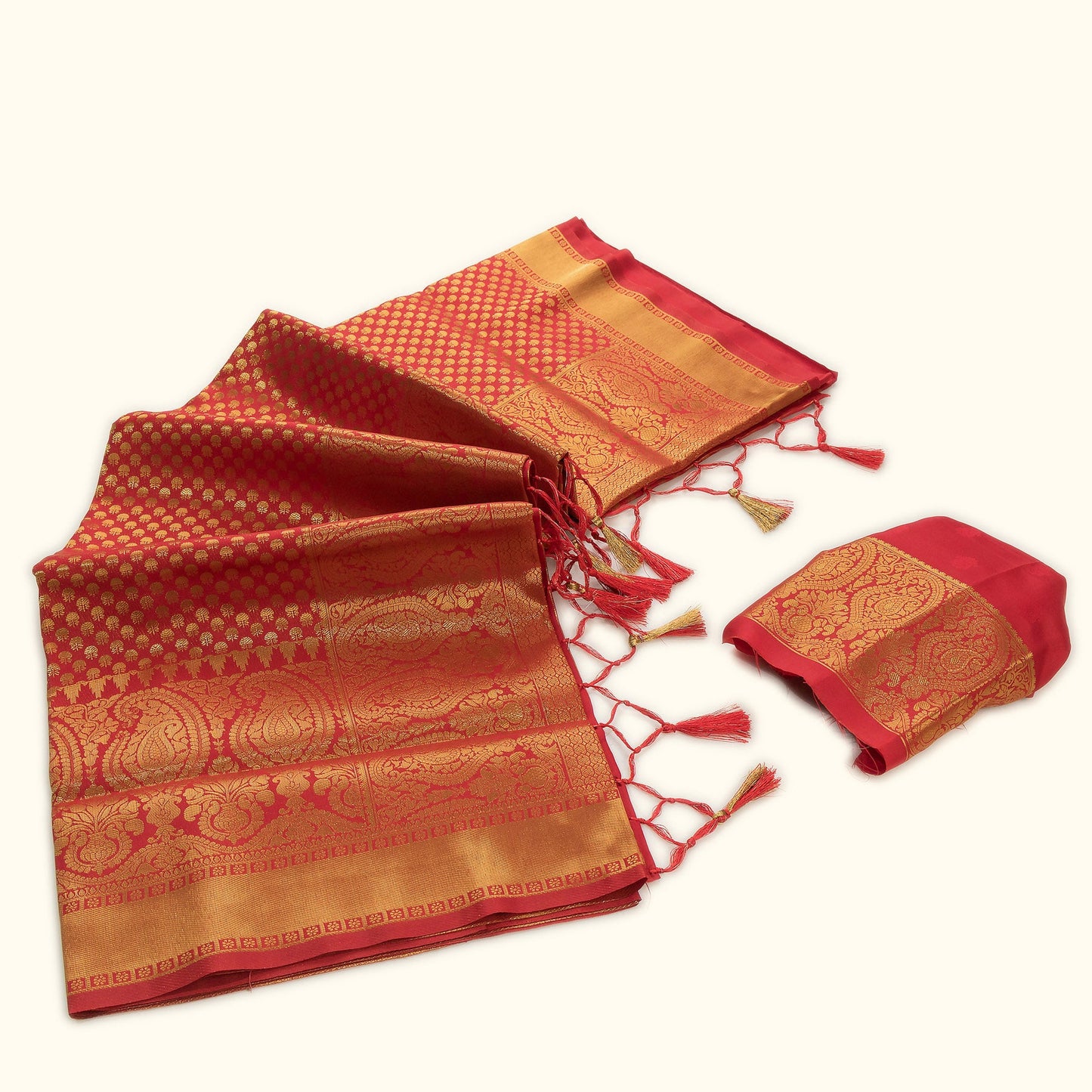 Sunehri Scarlet Banarasi Saree