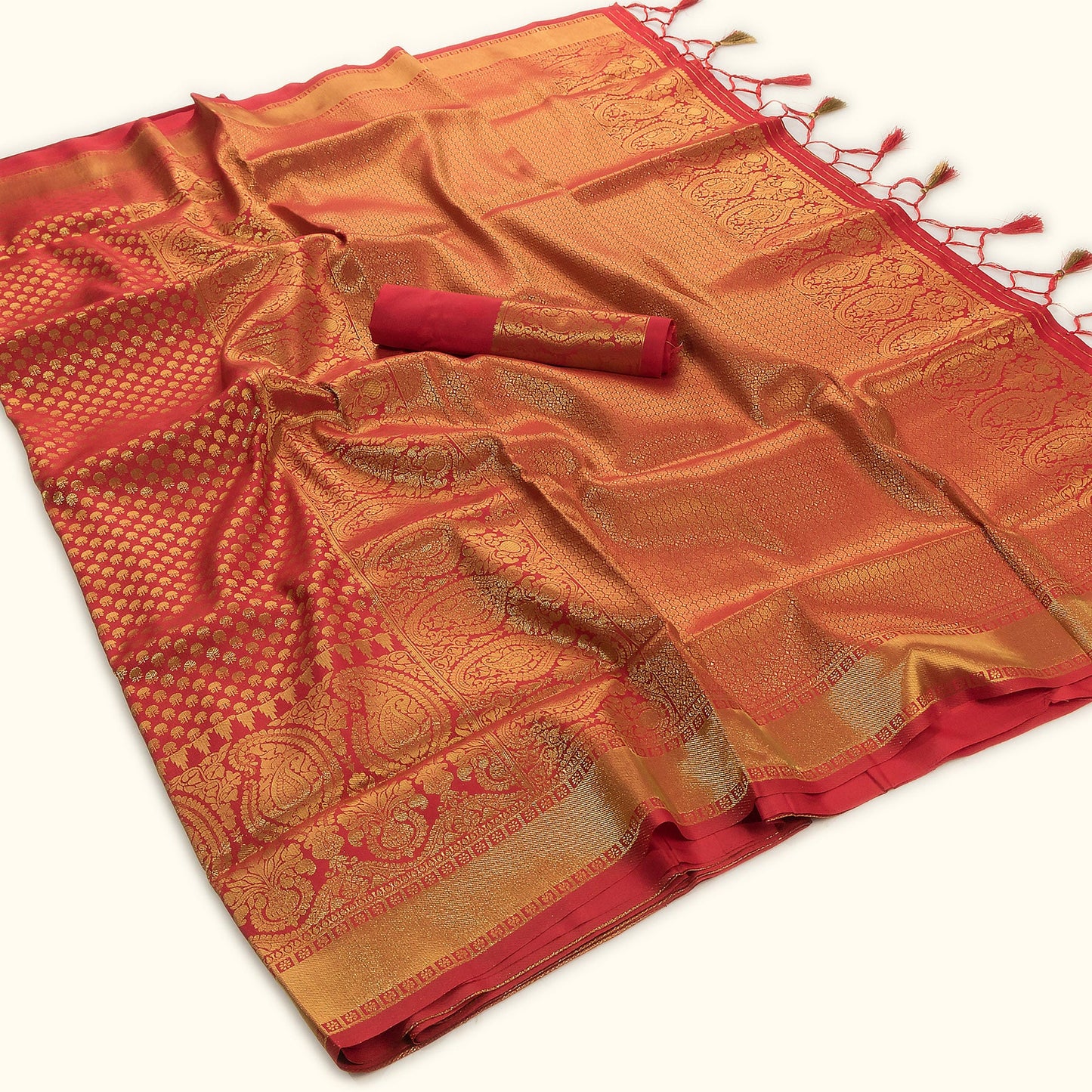 Sunehri Scarlet Banarasi Saree