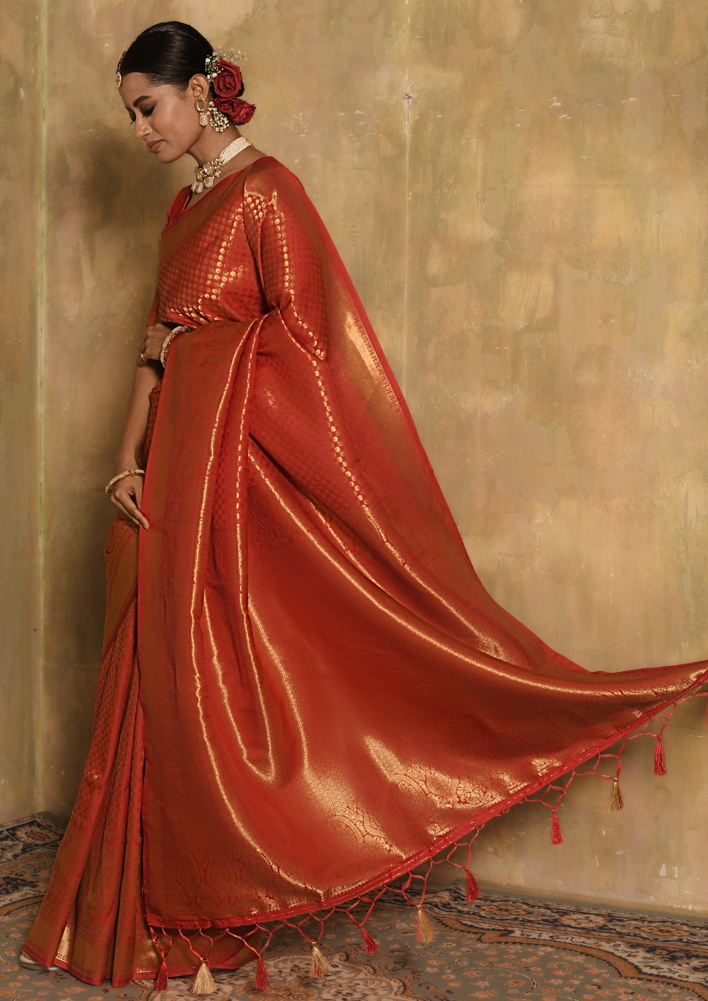 Sunehri Scarlet Banarasi Saree