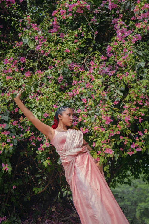 Rose Ice Gola I Pink Handloom Cotton Silk Saree