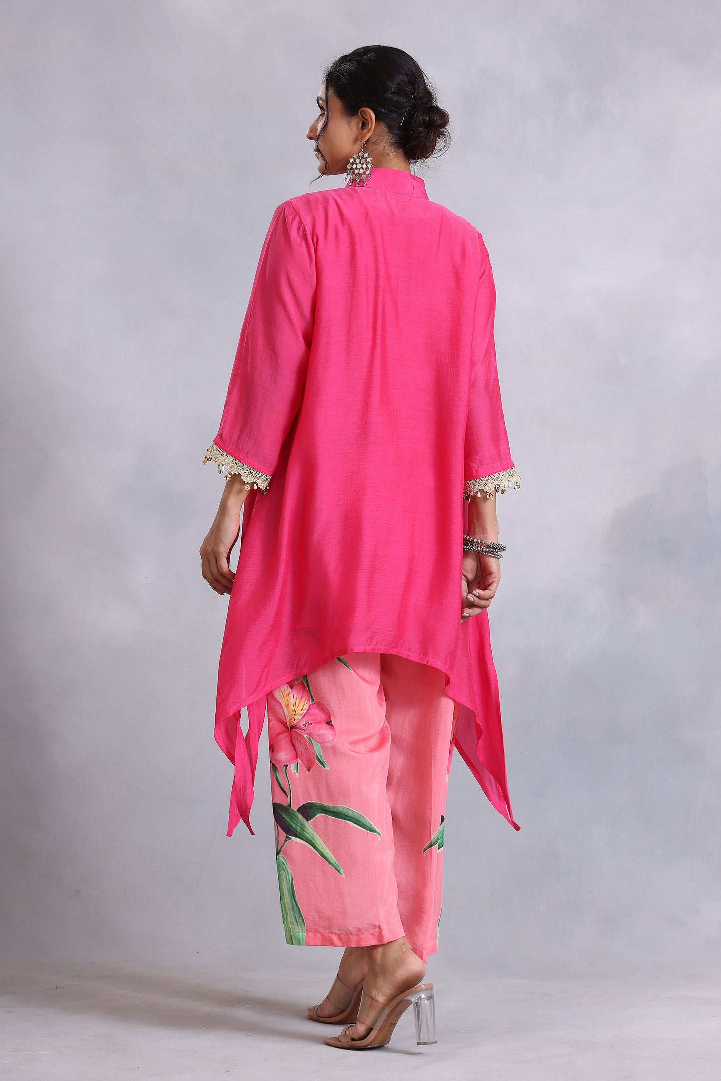 Fuschia Cotton Silk Sunehri kurta set