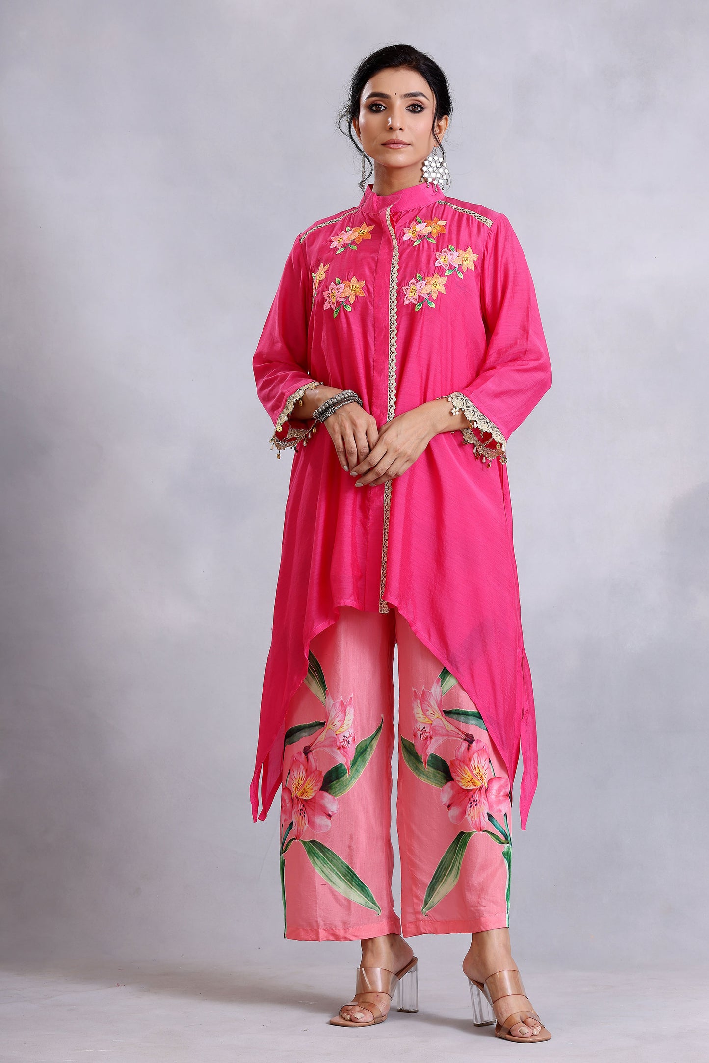 Fuschia Cotton Silk Sunehri kurta set