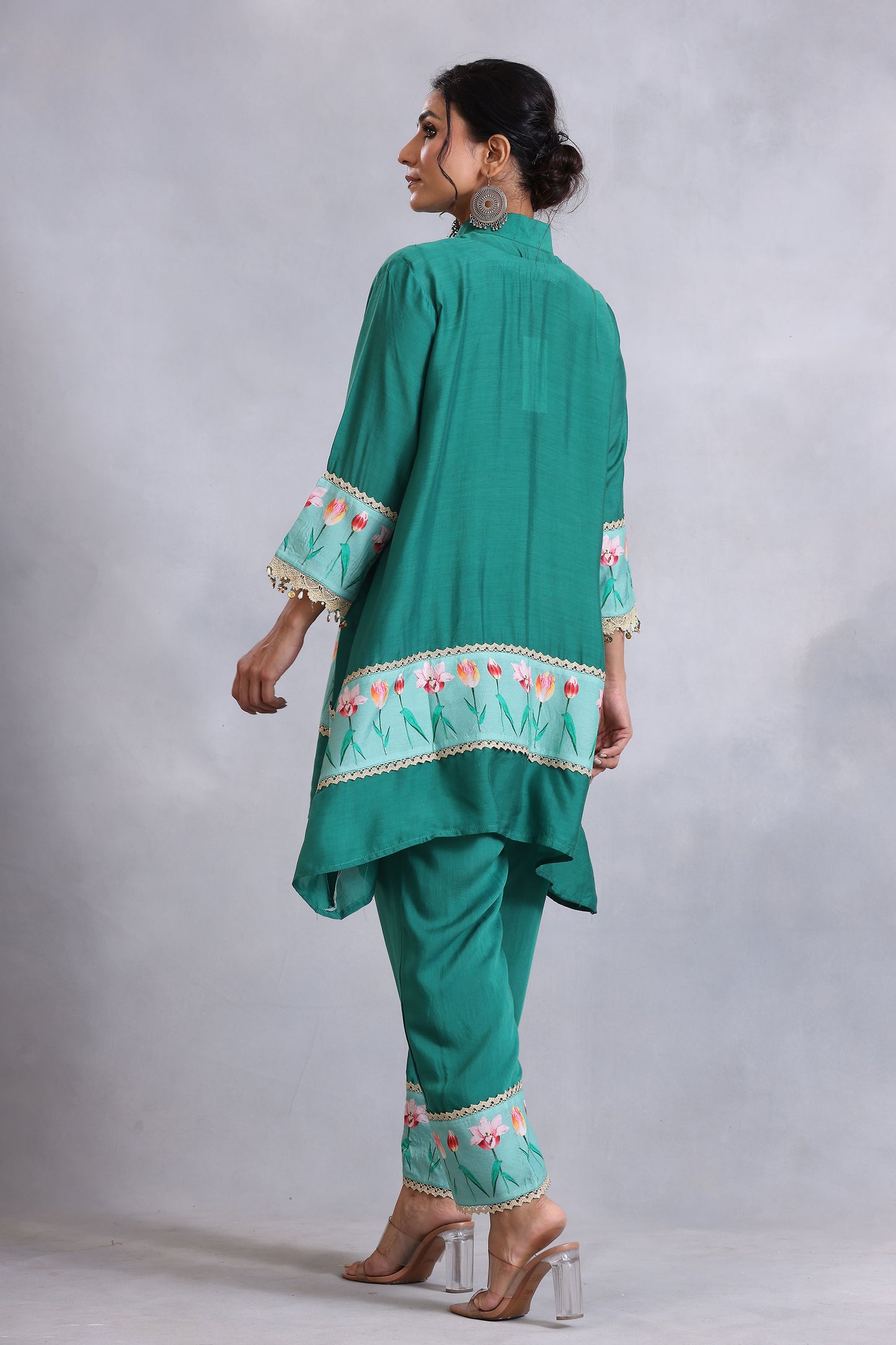 Emerald Green Jacket Cotton Silk Sunehri kurta set