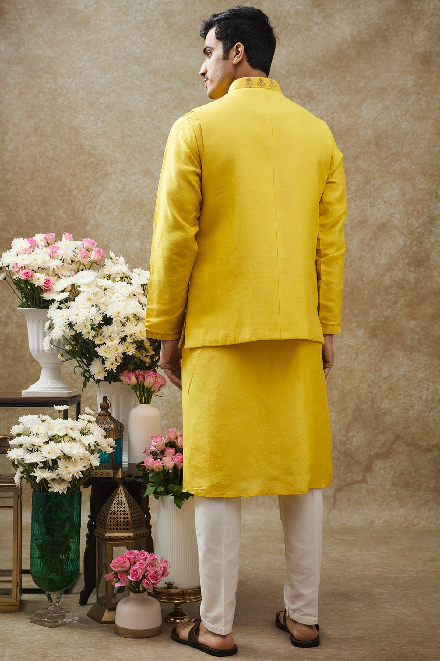 Yellow Splendid Silk Kurta Jacket Set