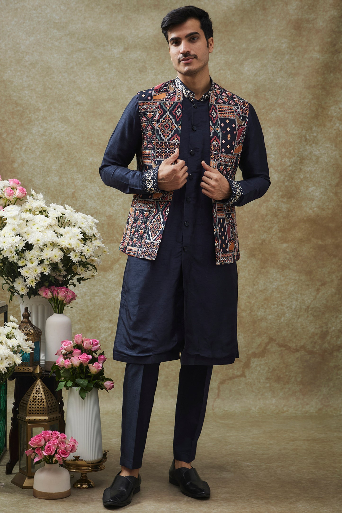 Blue Splendid Silk Koti Kurta set