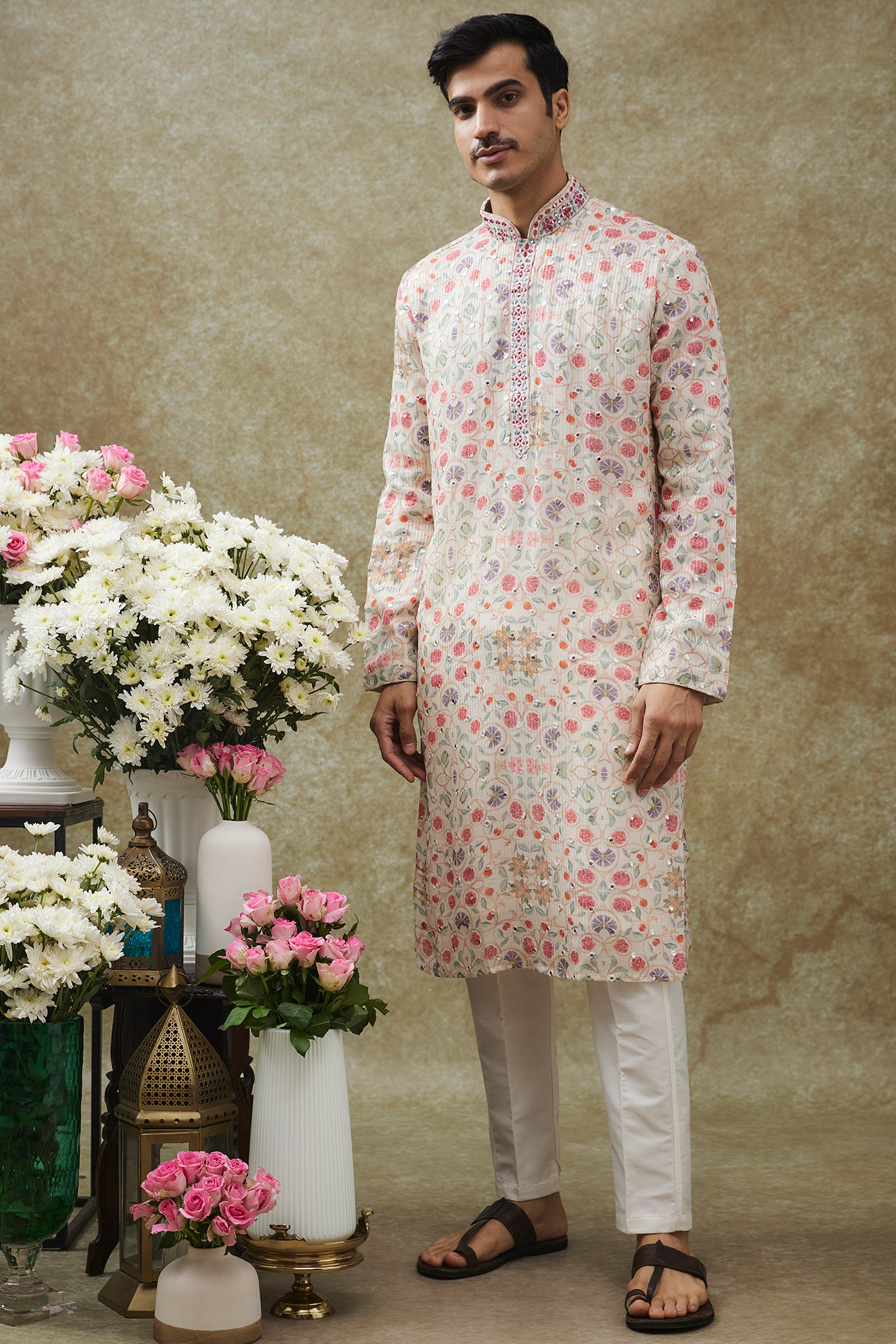 Multi Colored Lucknowi Kurta Set