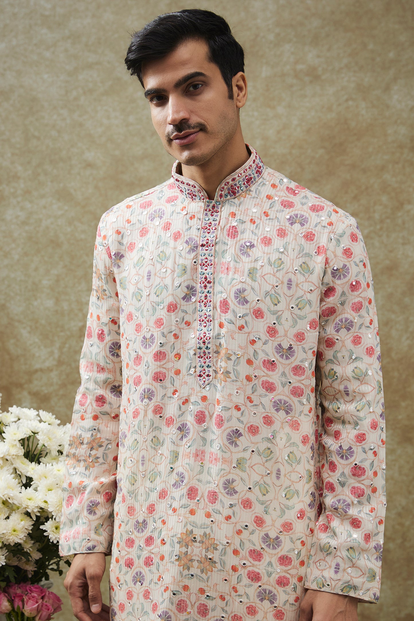 Multi Colored Lucknowi Kurta Set