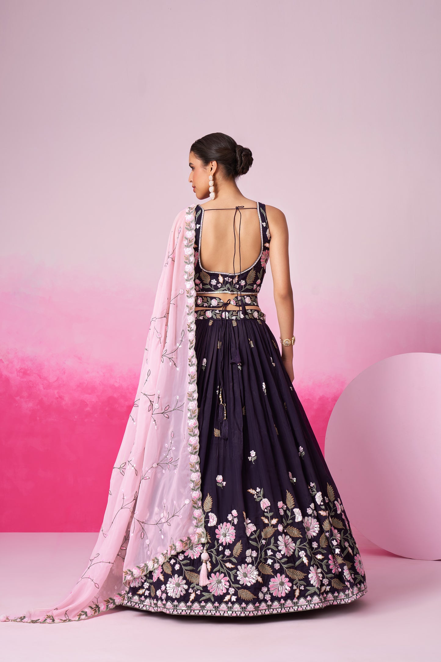 Purple Organza Sequins embroidery Lehenga choli