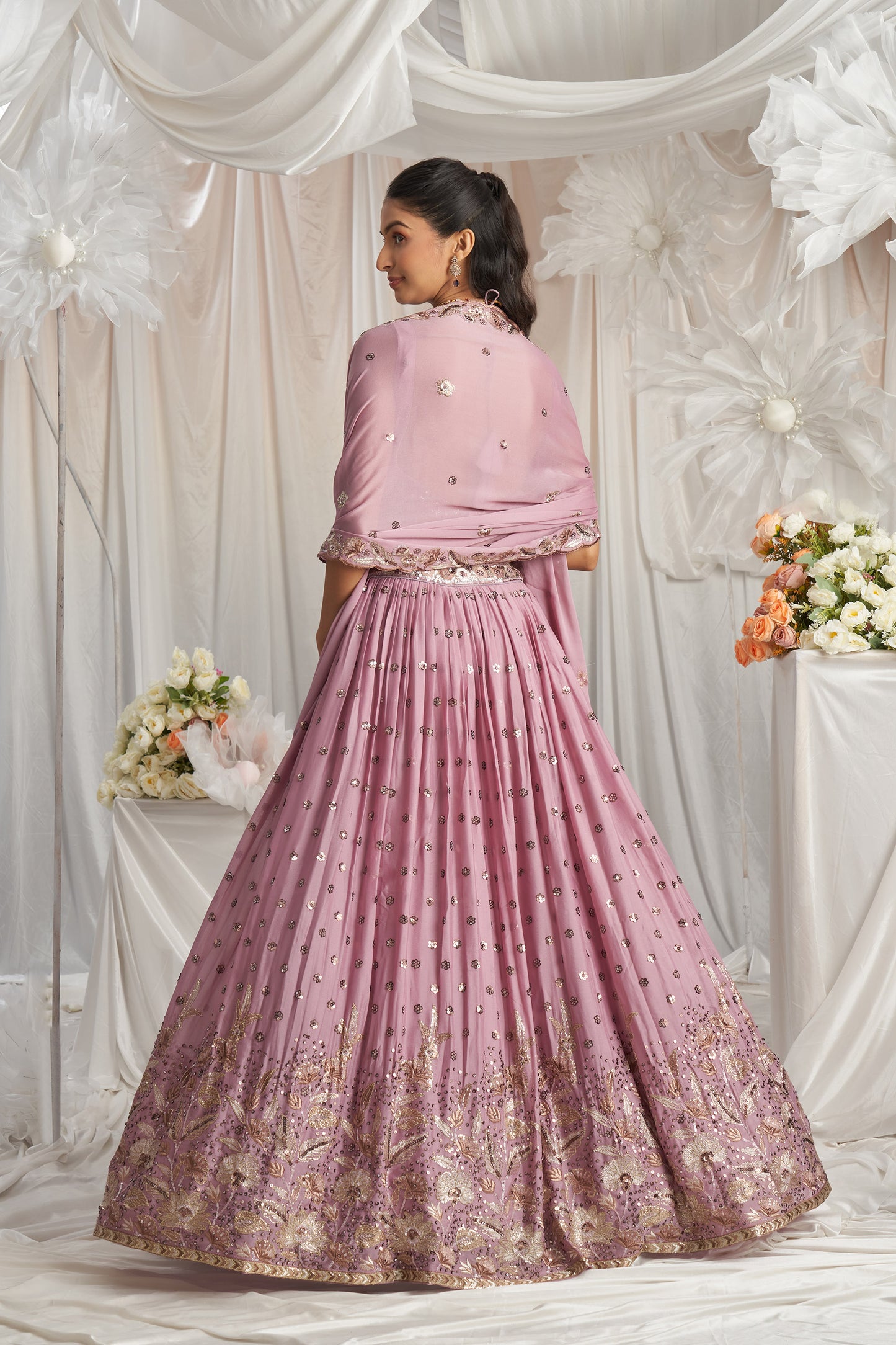 Lavender Georgette Sequin embroidery Engagement Lehenga Choli