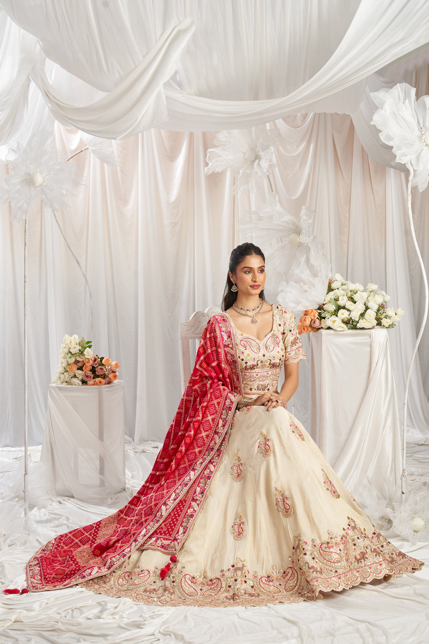 Pink Tissue and Gotapatti embroidery Engagement Lehenga Choli