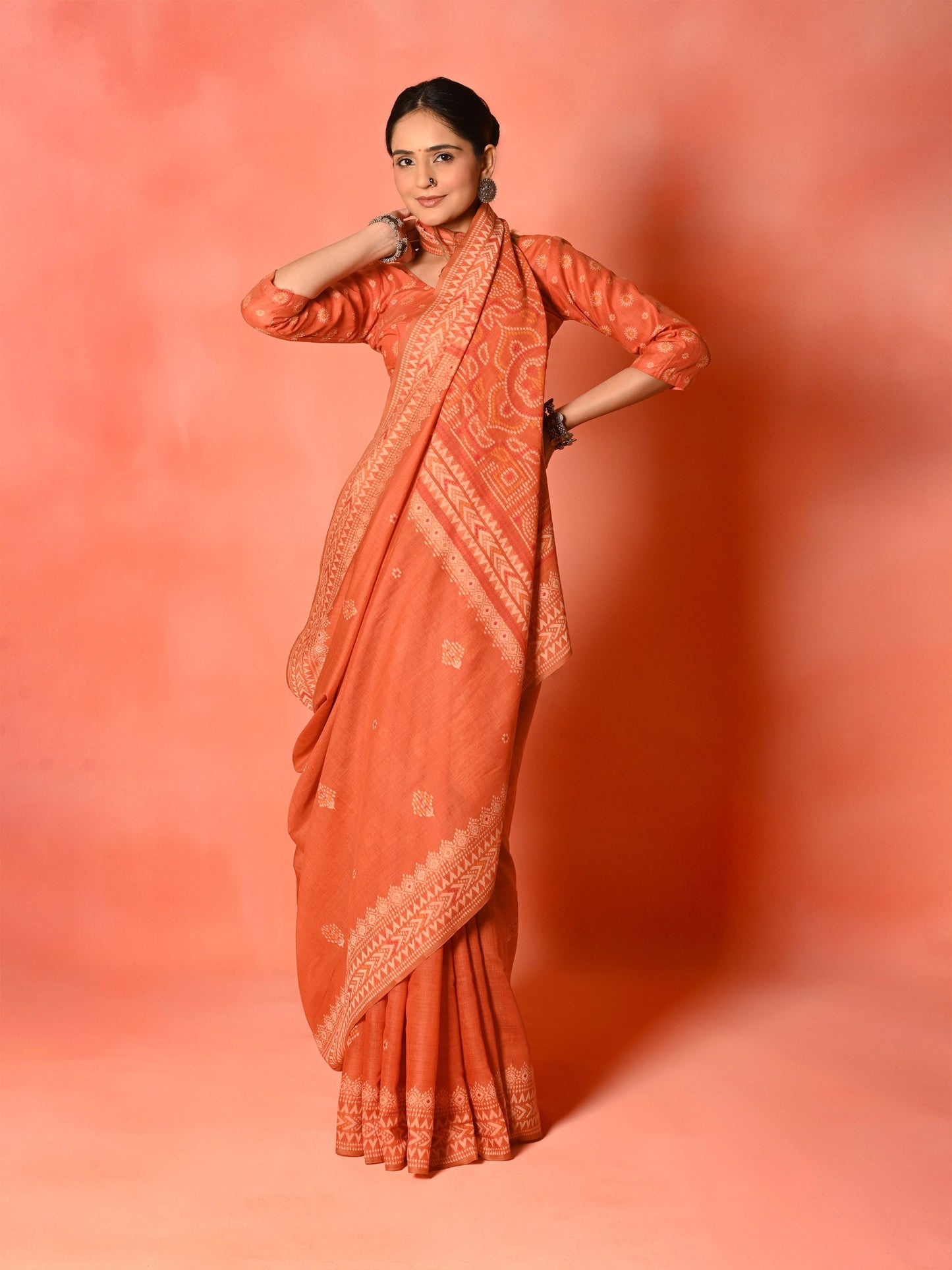 Orange Magic Cotton Saree