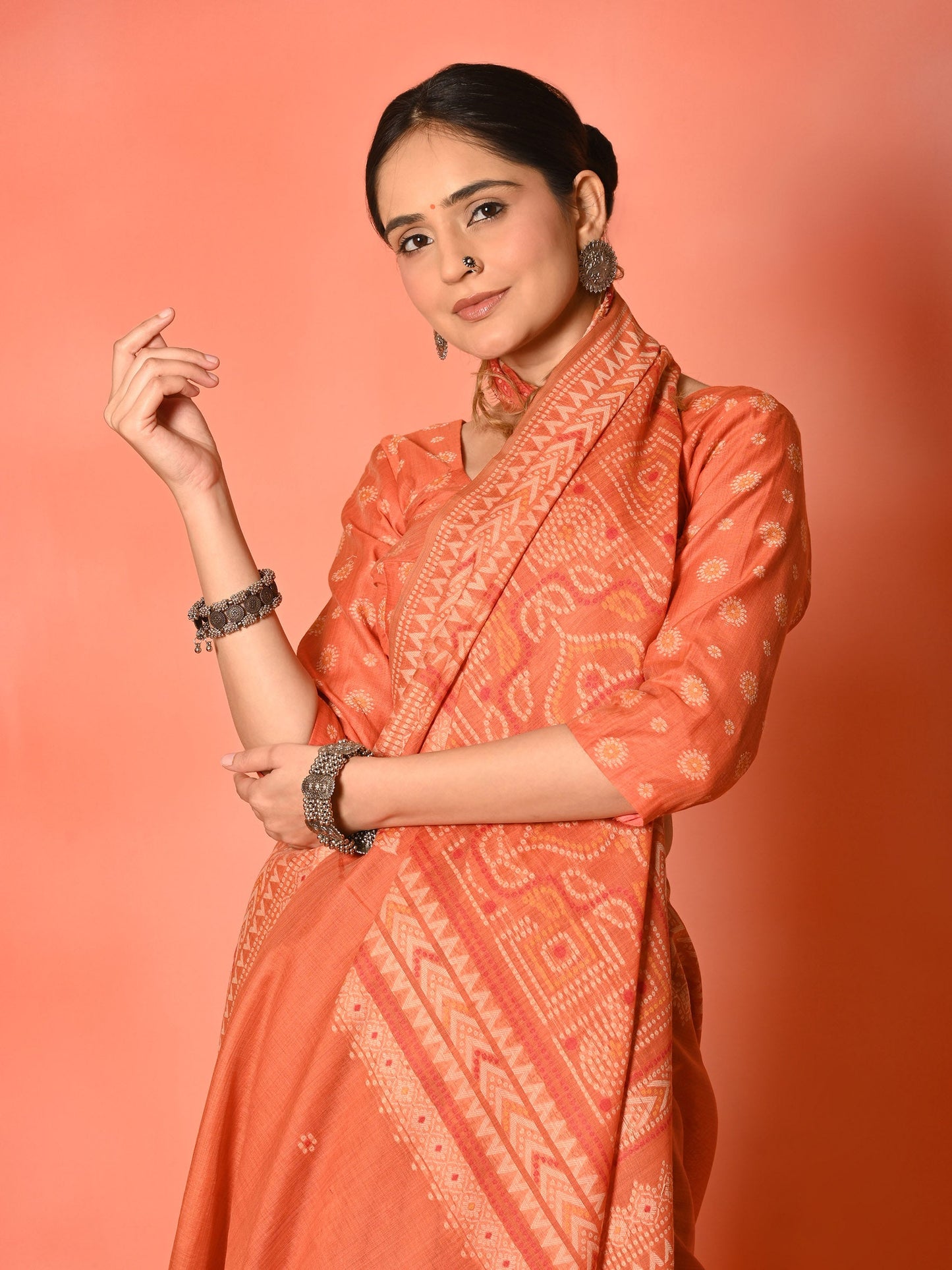 Orange Magic Cotton Saree