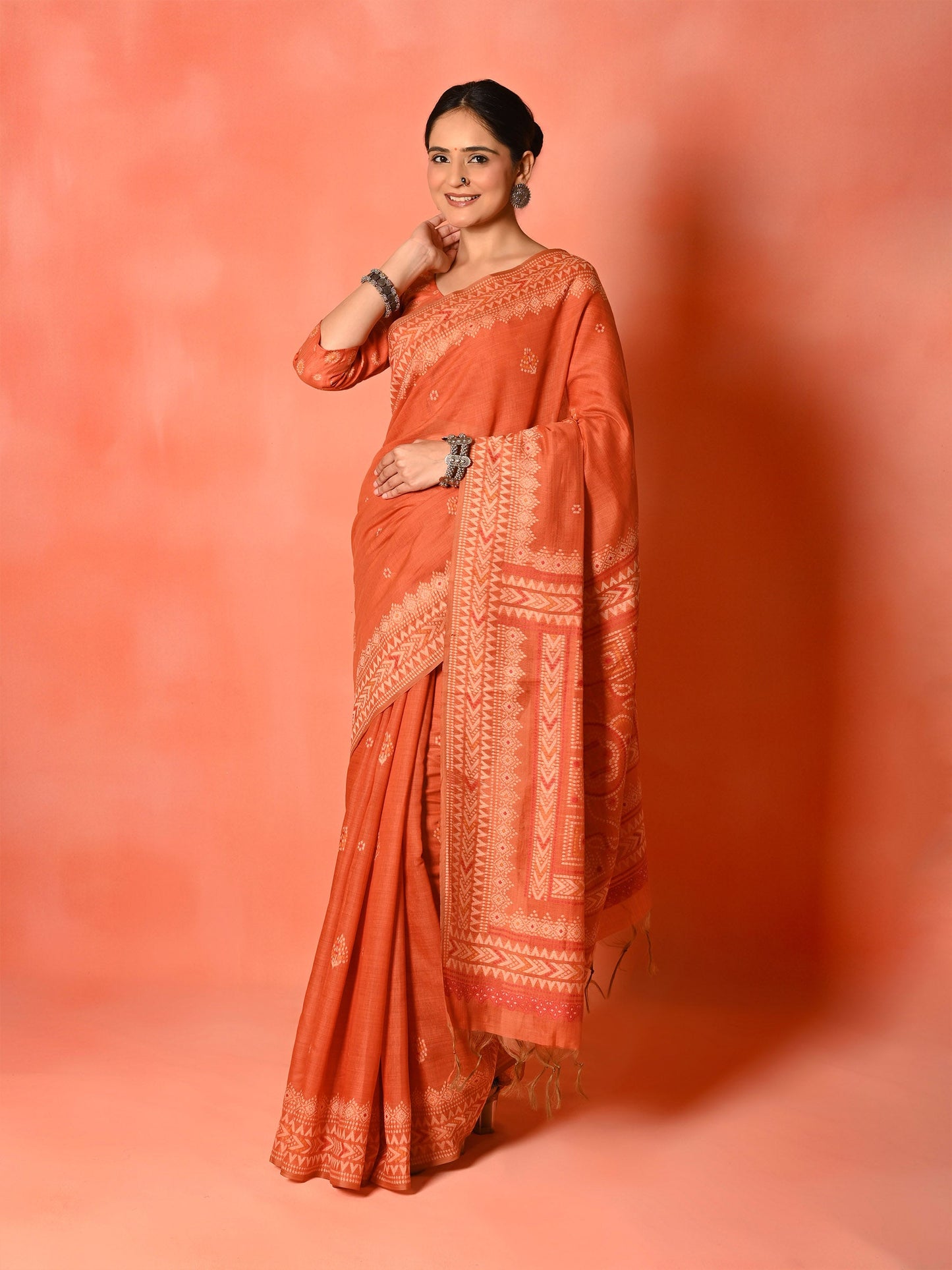 Orange Magic Cotton Saree