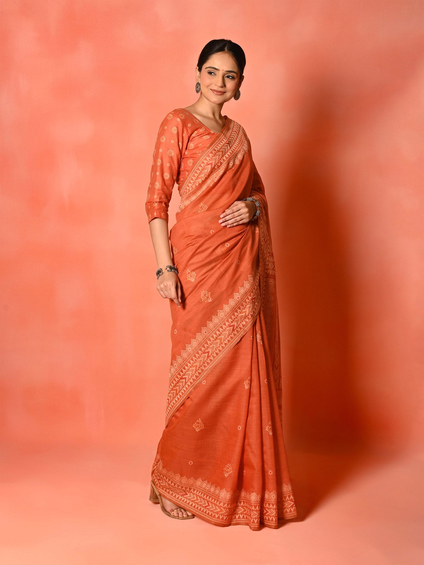 Orange Magic Cotton Saree