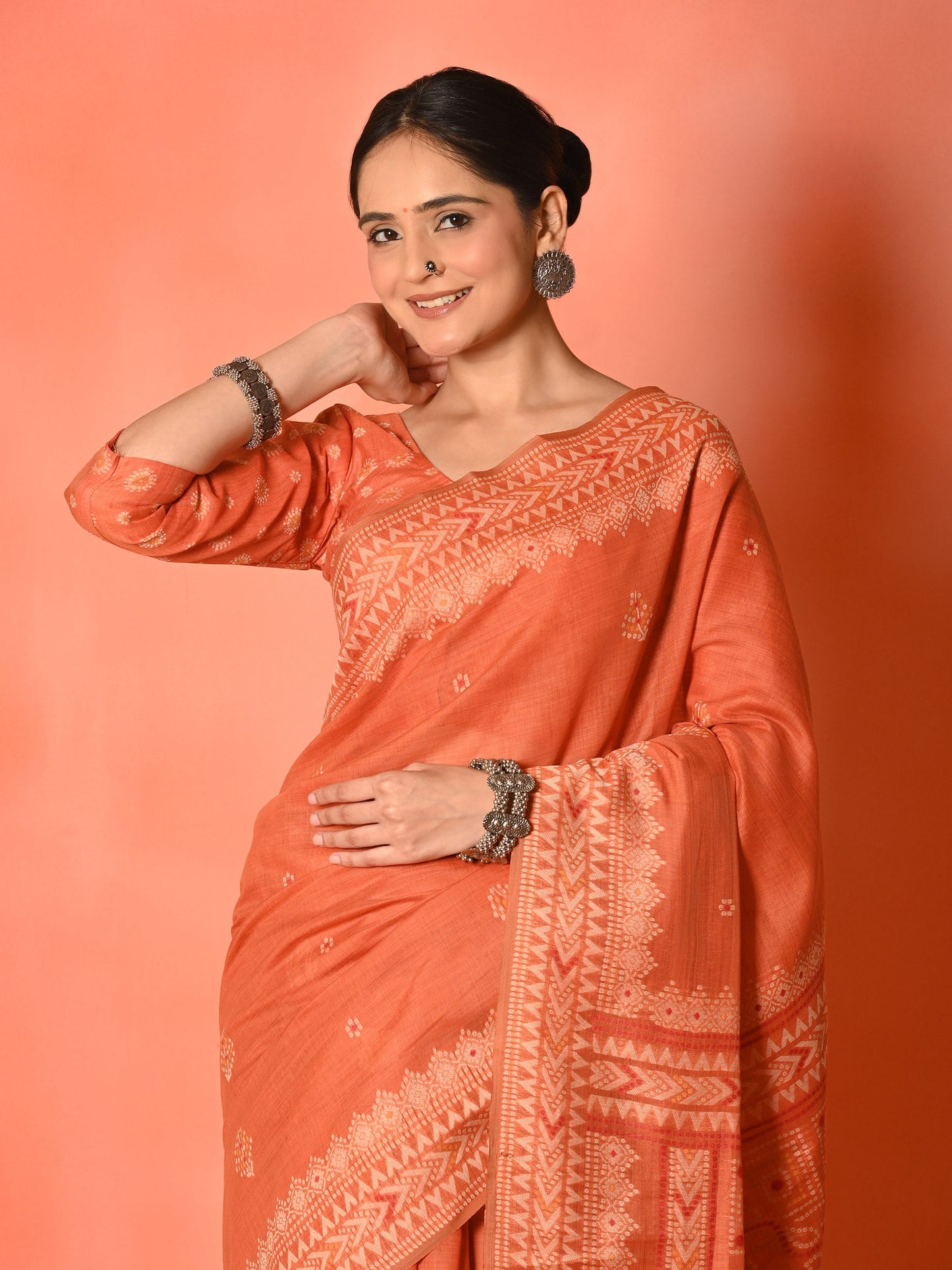 Orange Magic Cotton Saree