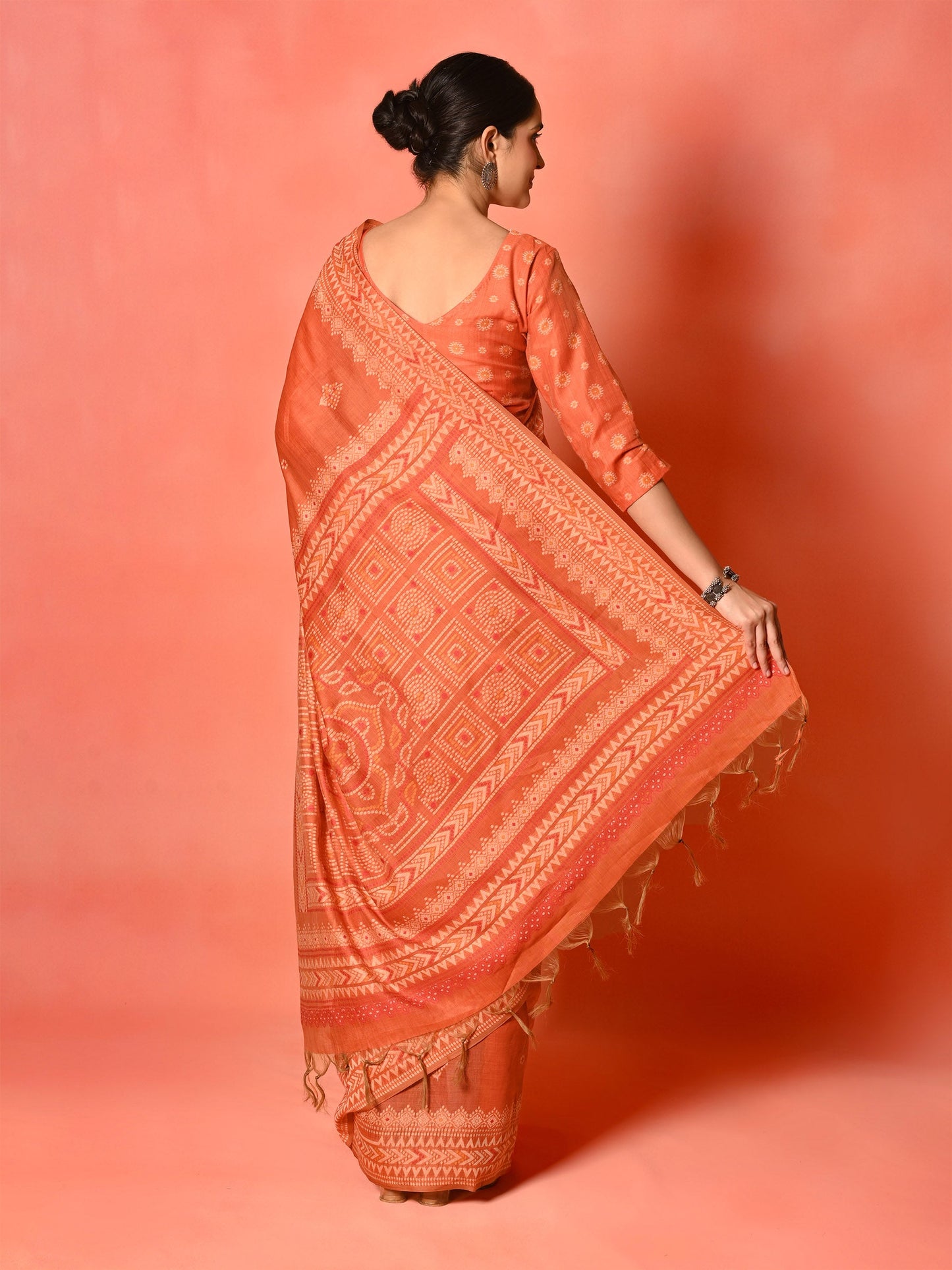 Orange Magic Cotton Saree